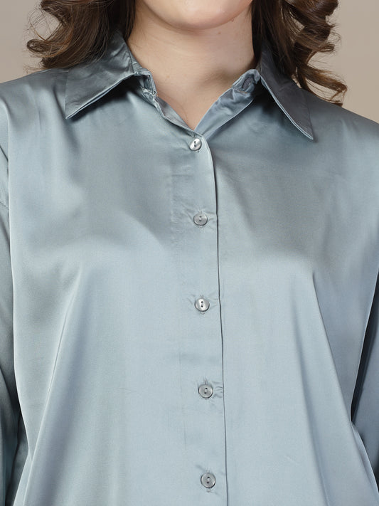 Grey Satin Shirt for Women | By ItalianVega