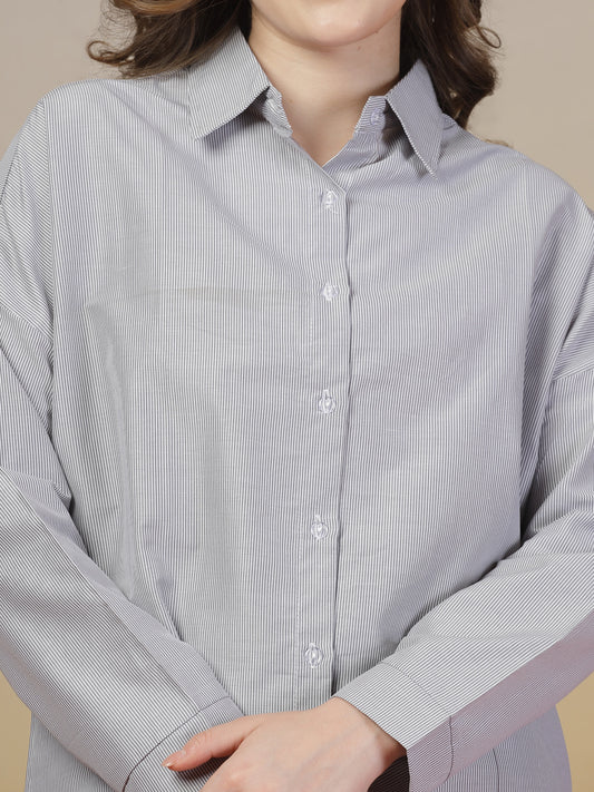 Grey Striped Shirt for Women | By ItalianVega