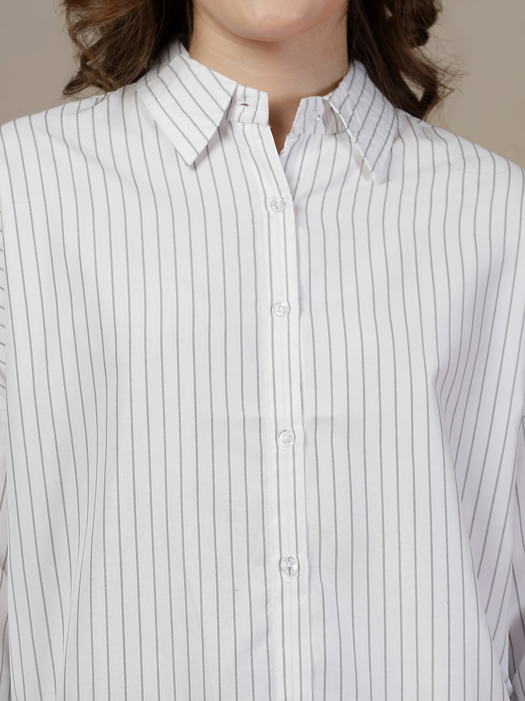 White Shirt with Light Grey Stripes for Women | By ItalianVega