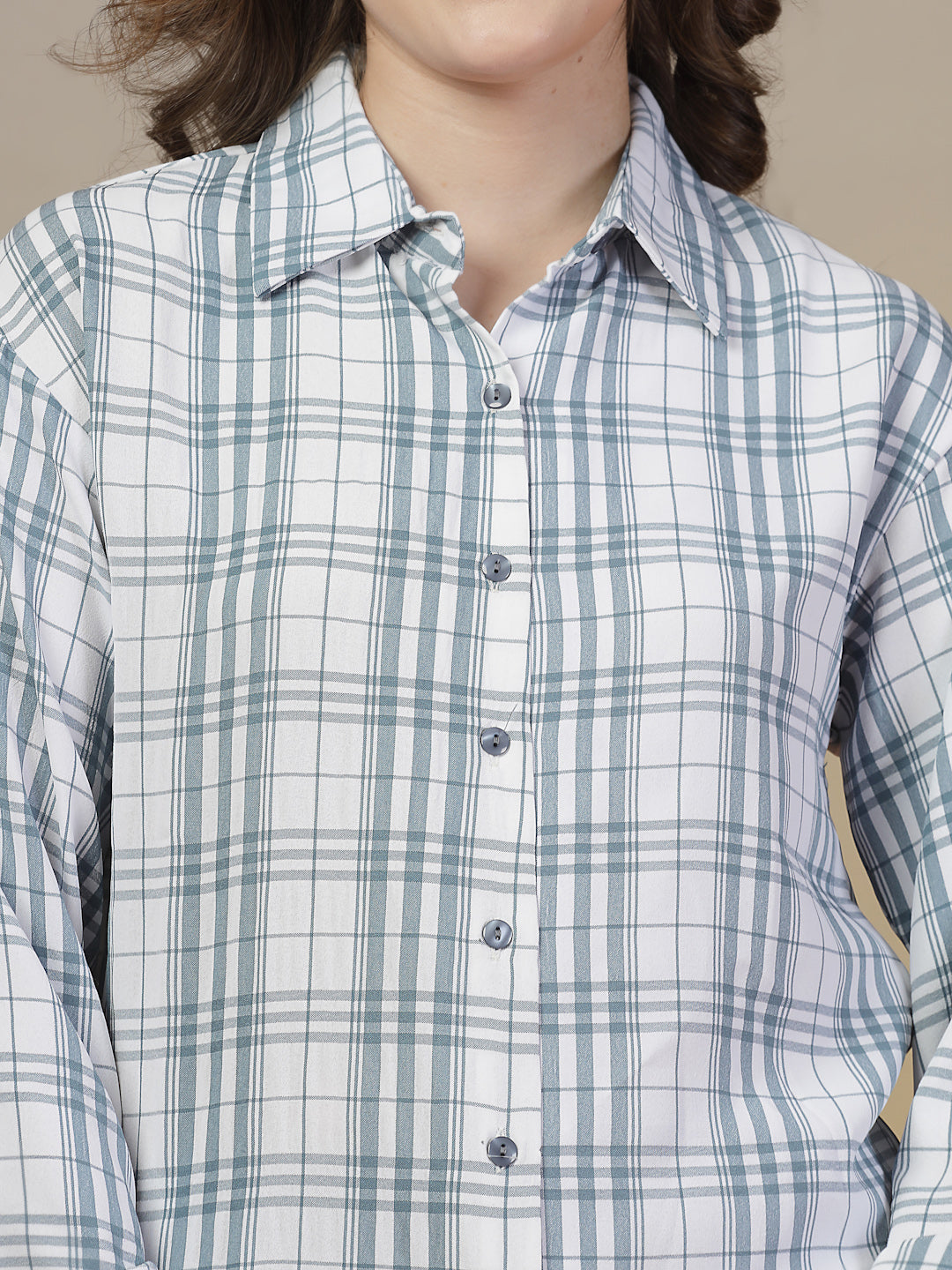 Light Blue Checkered White Shirt for Women | By ItalianVega