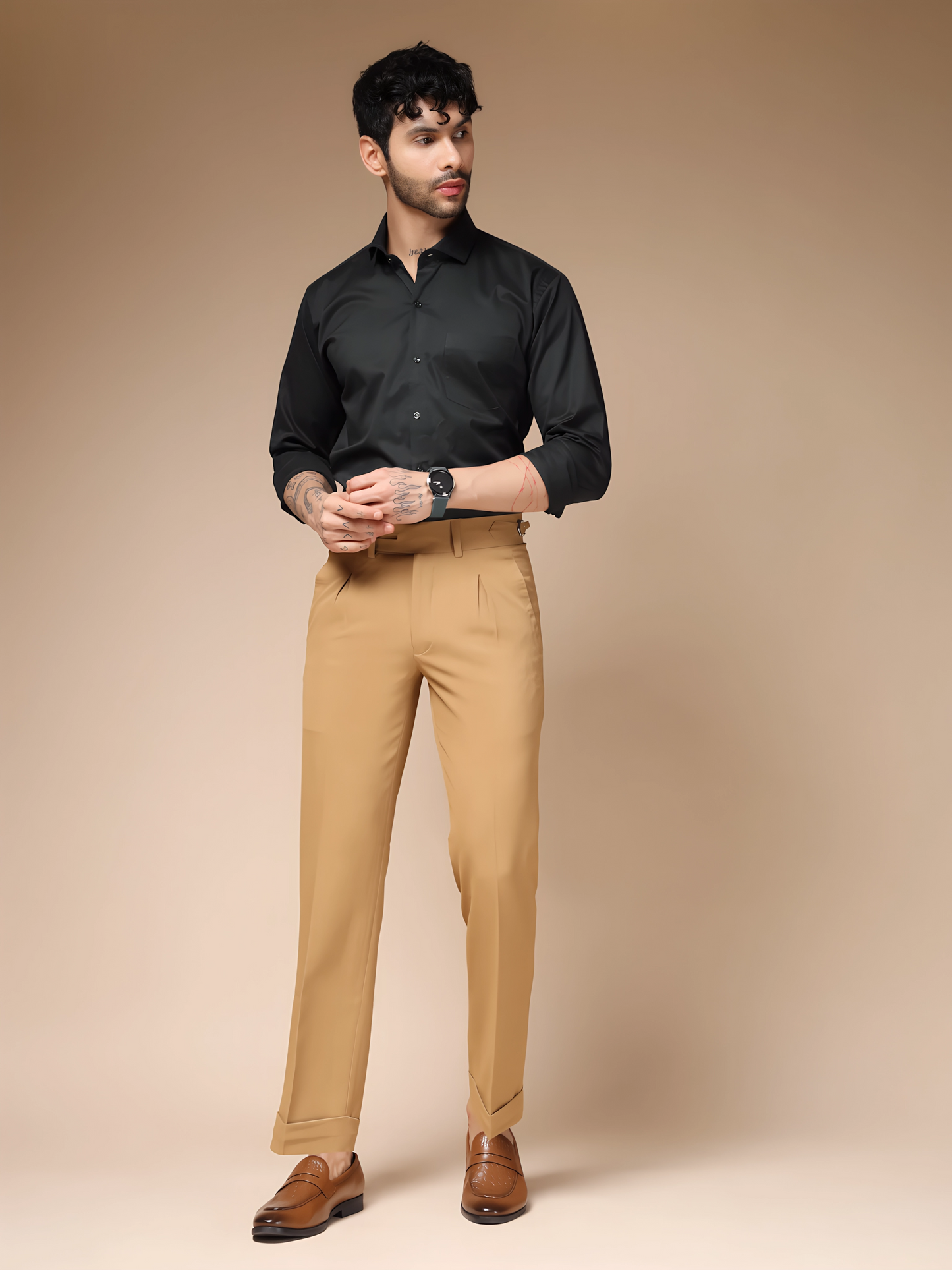 Camel Double Buttoned GURKHA PANTS by ITALIANVEGA™