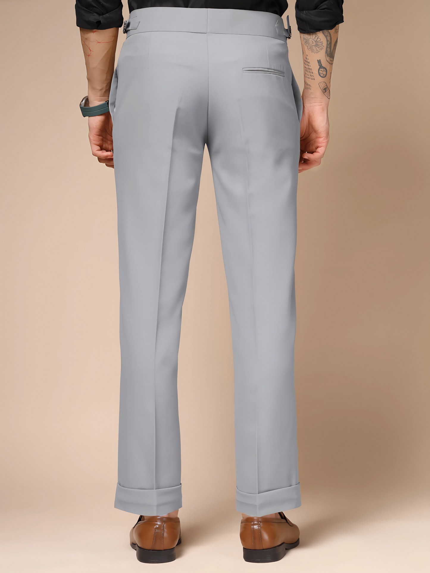 Ash Grey Double Buttoned GURKHA PANTS by ITALIANVEGA™