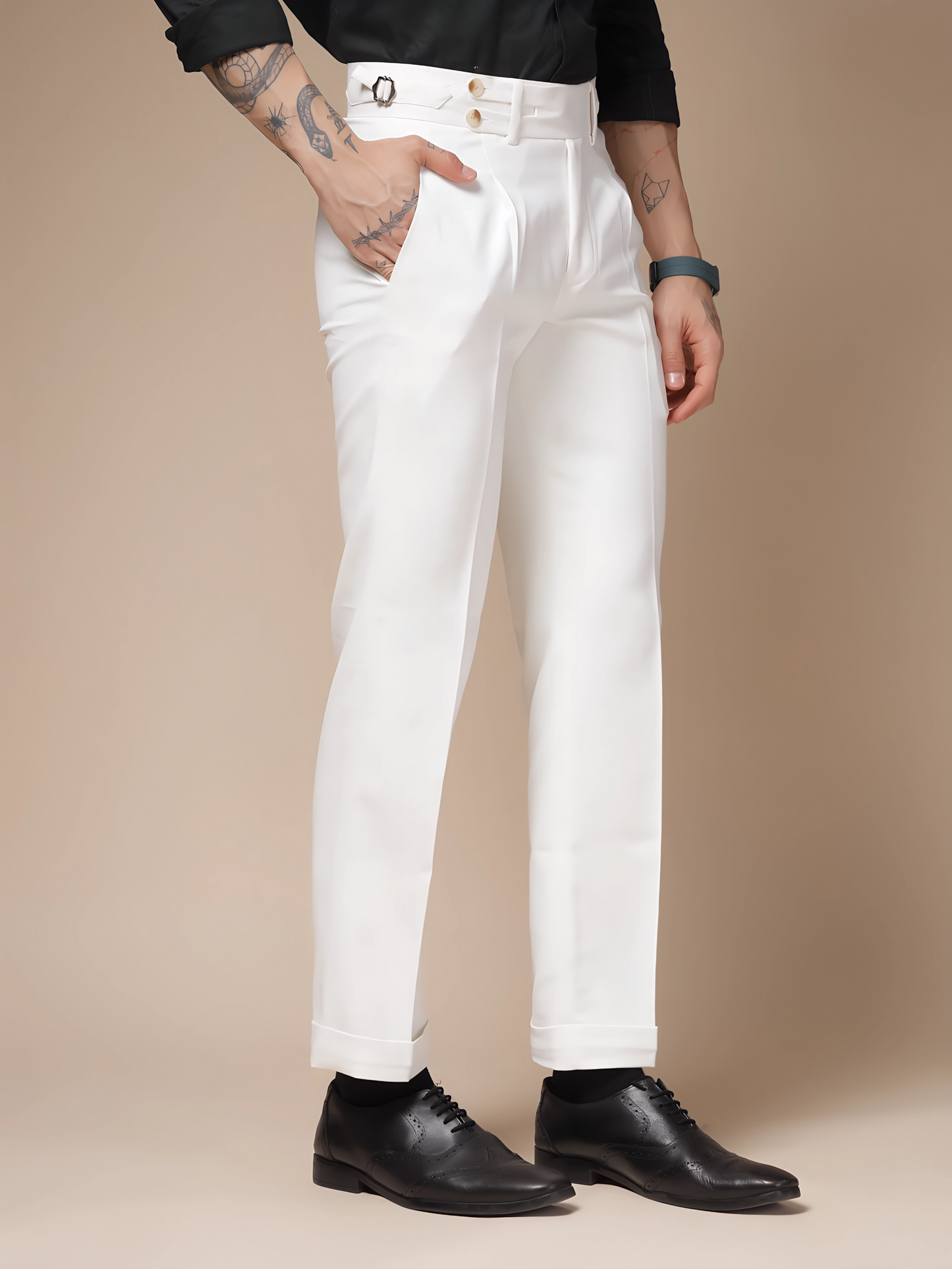 White Double Buttoned GURKHA PANTS by ITALIANVEGA™