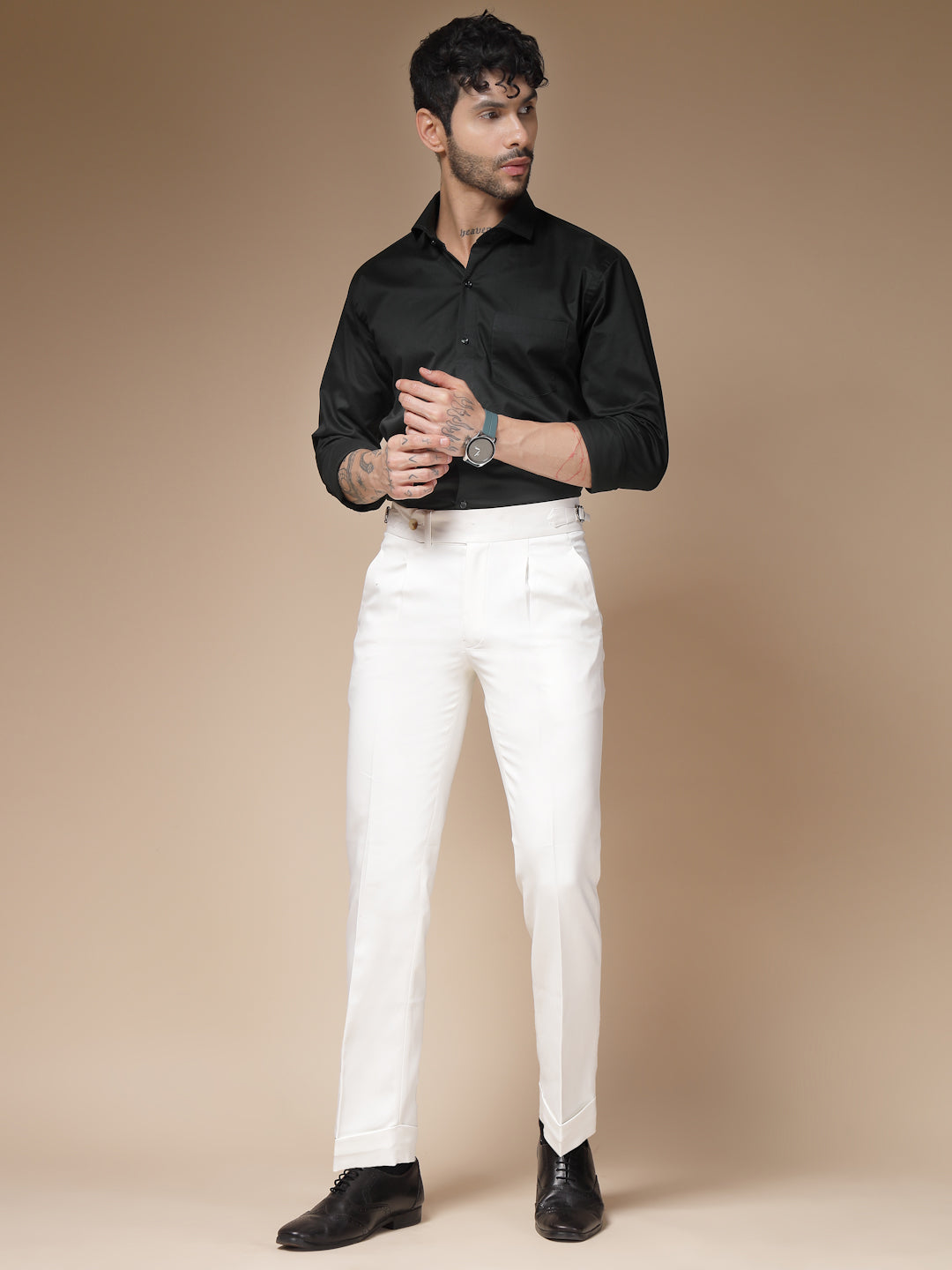 White Italian Elegant Gurkha Trousers by Italian Vega®