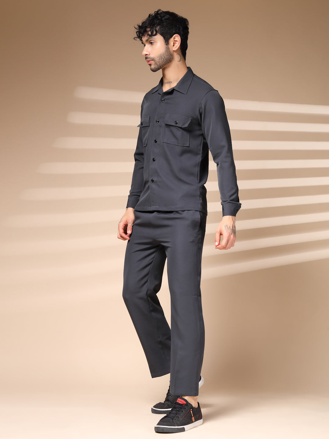 Grey Men's Buttoned Co-ord Set by Italian Vega®