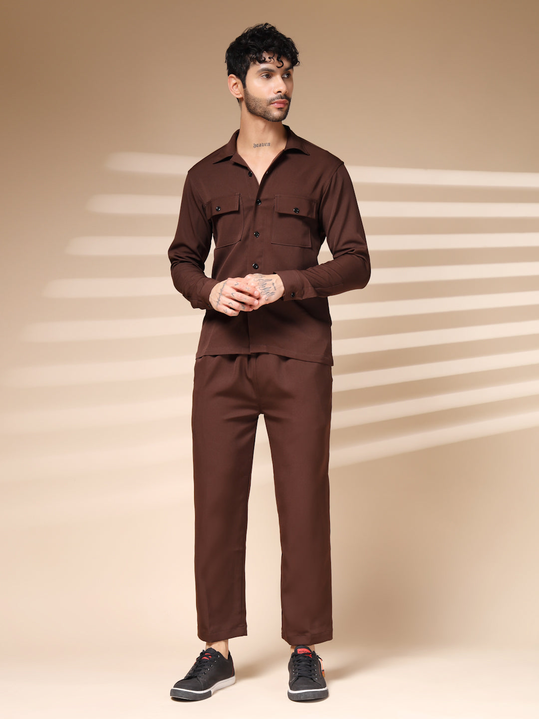 Brown Men's Buttoned Co-ord Set by Italian Vega®