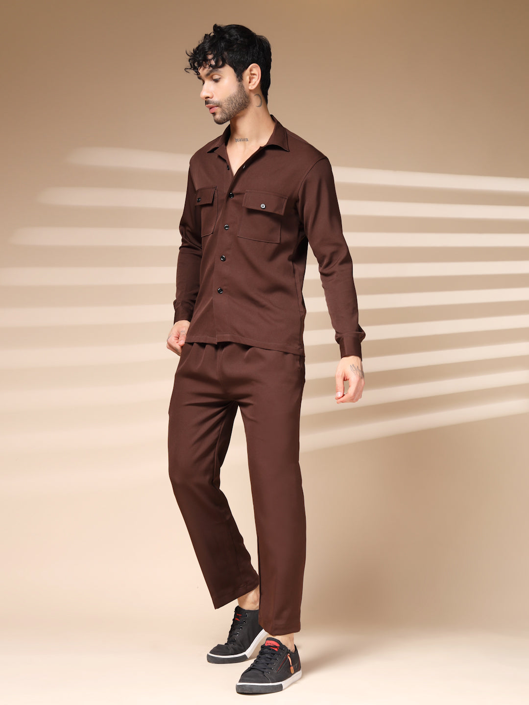 Brown Men's Buttoned Co-ord Set by Italian Vega®