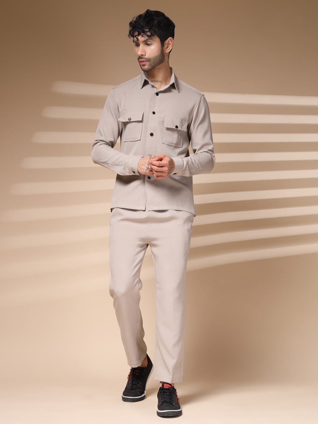 Beige Men's Buttoned Co-ord Set by Italian Vega®