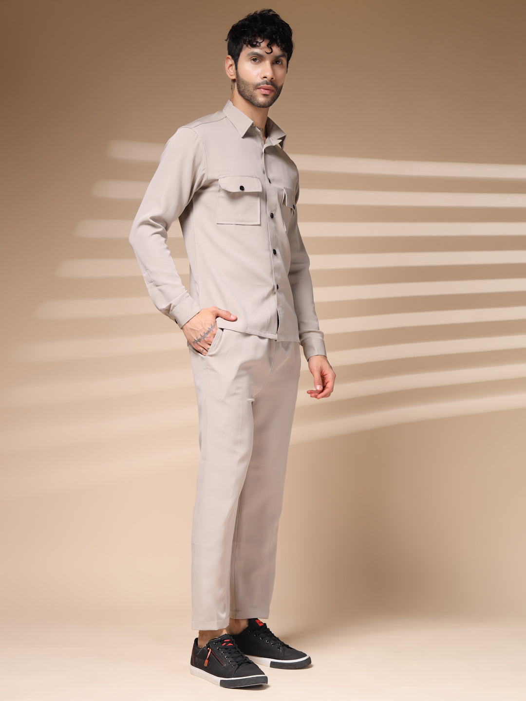 Beige Men's Buttoned Co-ord Set by Italian Vega®