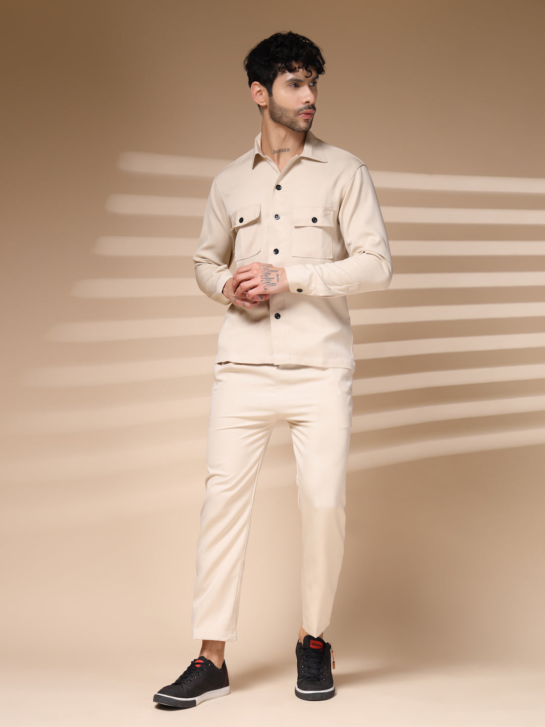 Cream Men's Buttoned Co-ord Set by Italian Vega®