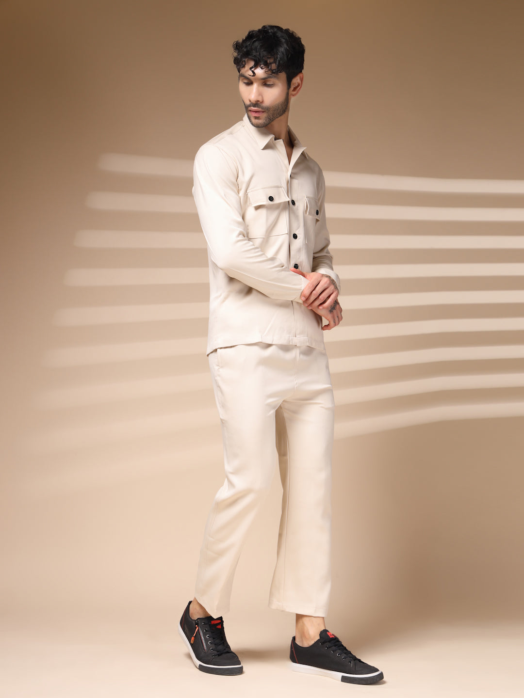 Cream Men's Buttoned Co-ord Set by Italian Vega®