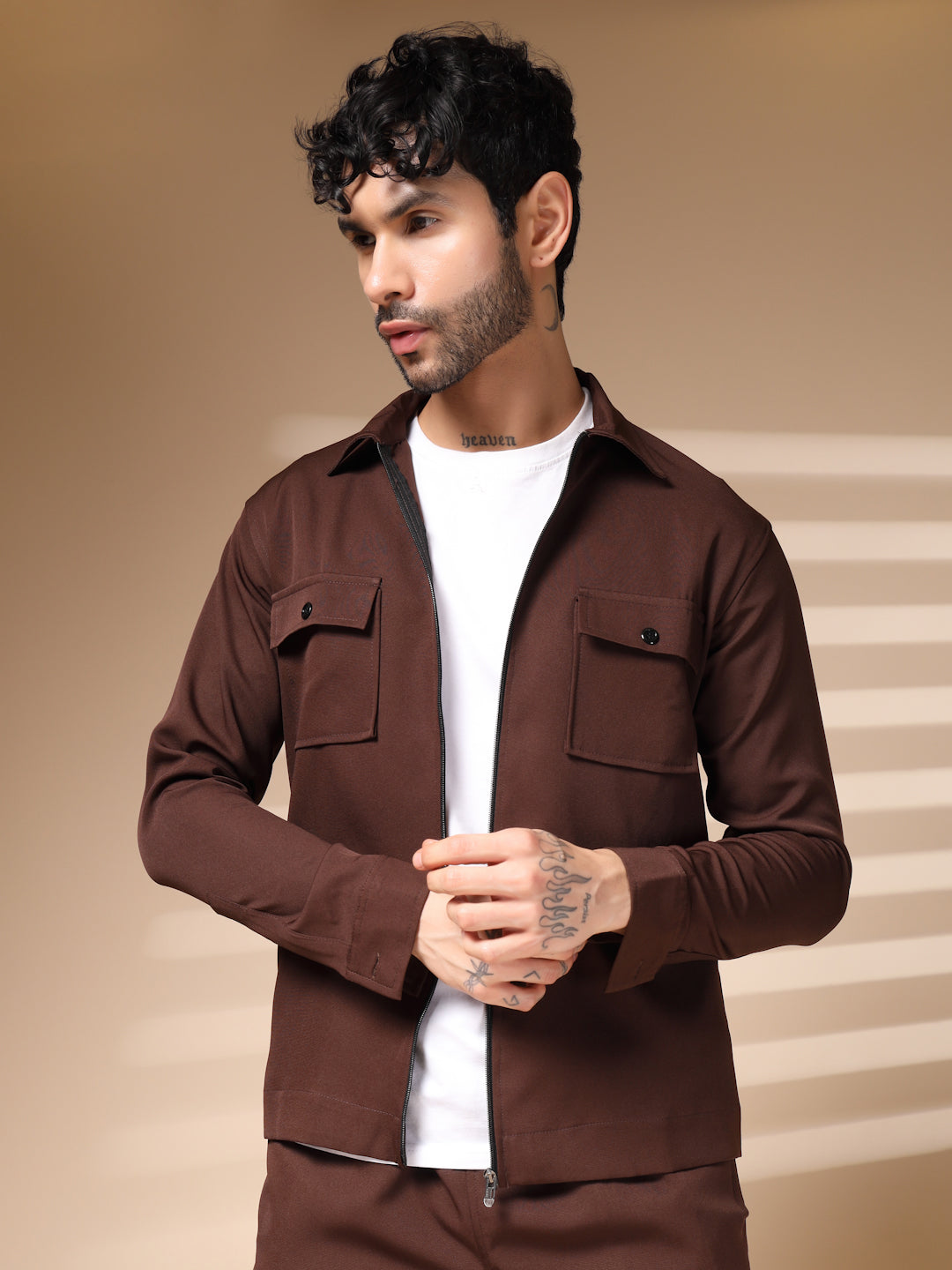 Brown Men's Zipper Co-ord Set by Italian Vega®