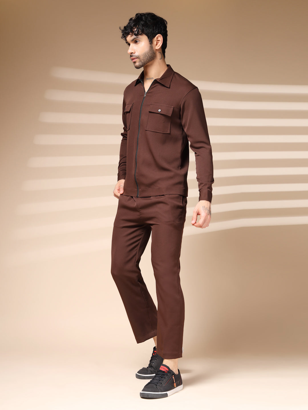 Brown Men's Zipper Co-ord Set by Italian Vega®
