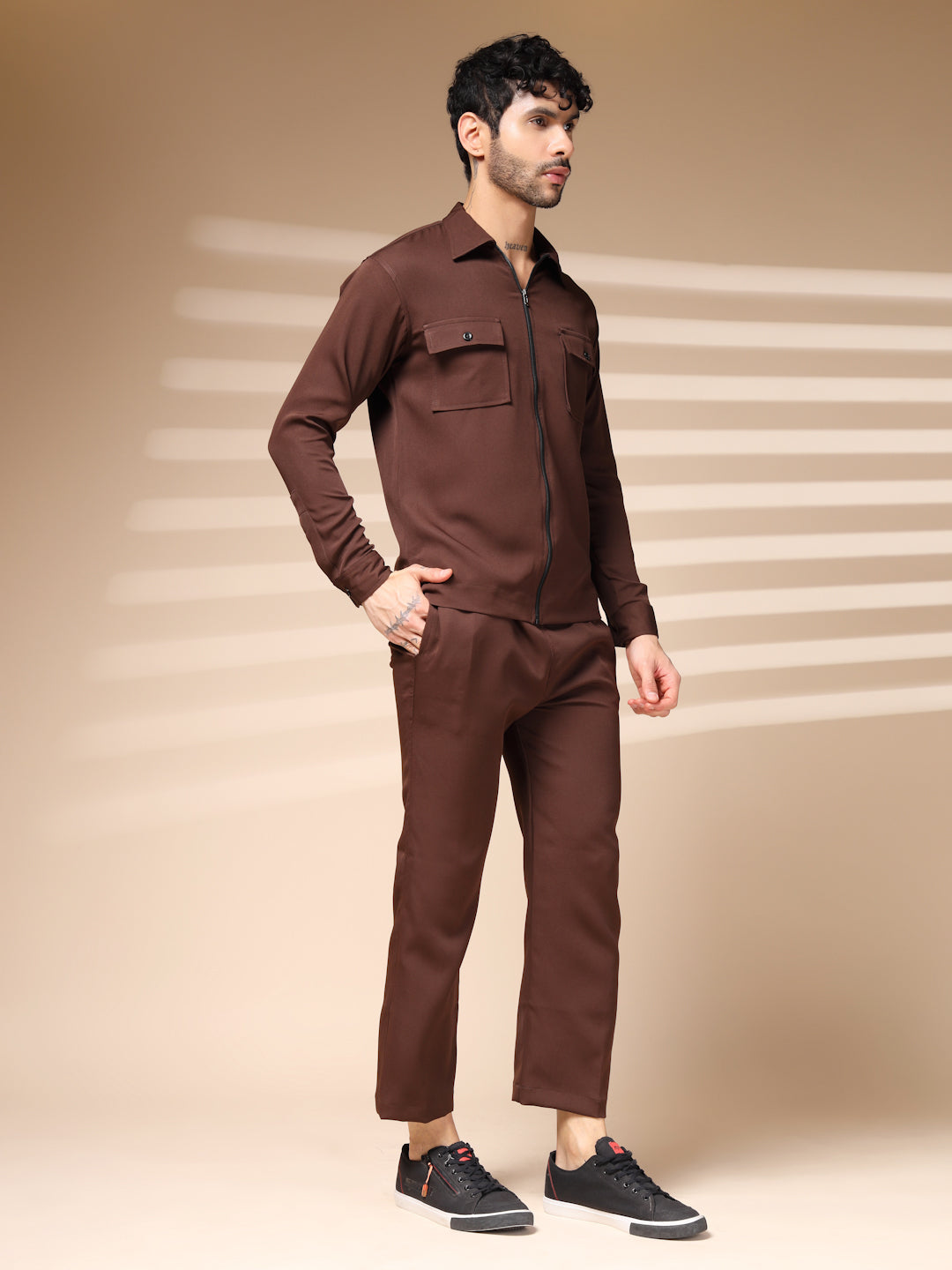 Brown Men's Zipper Co-ord Set by Italian Vega®