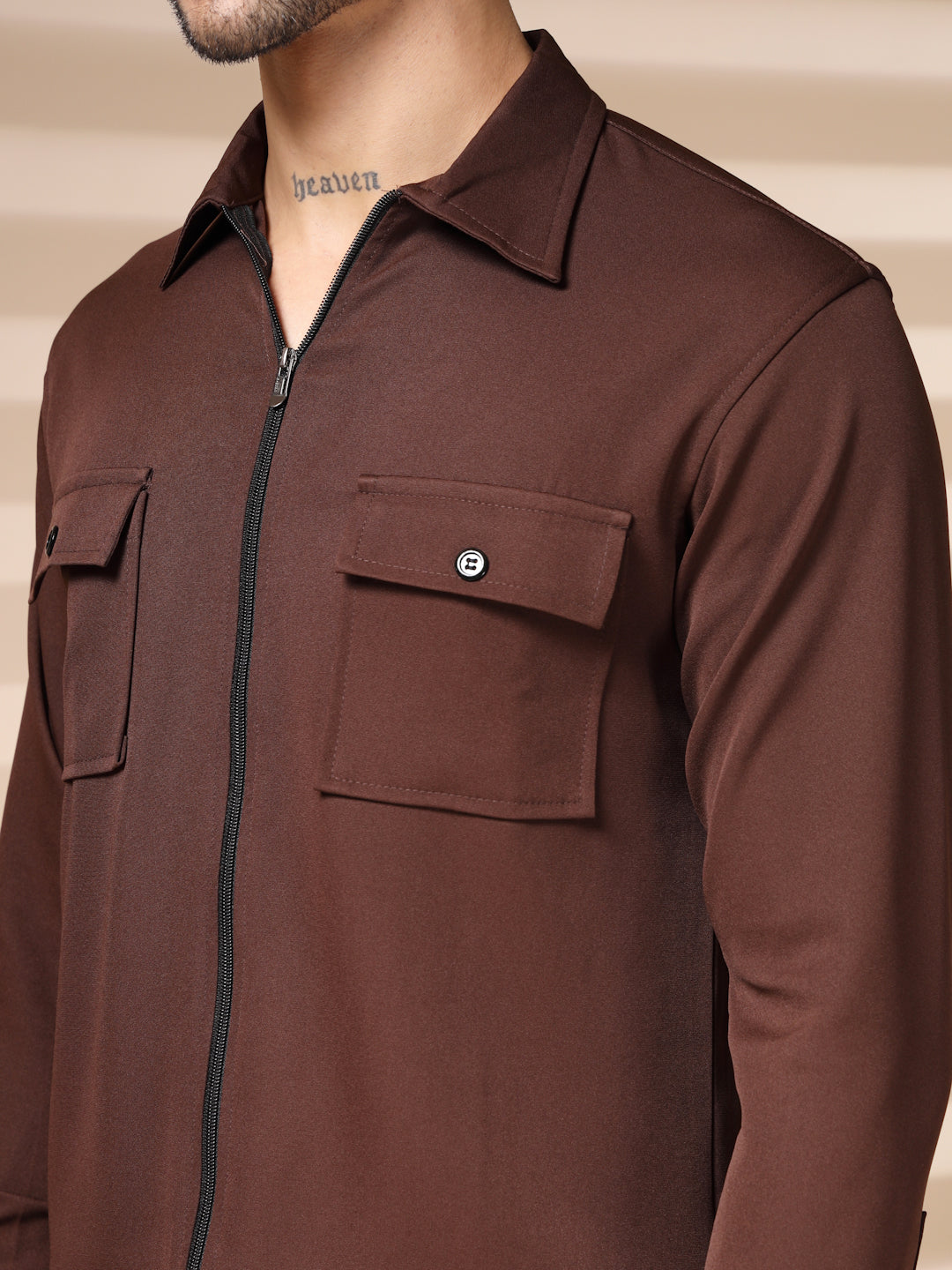 Brown Men's Zipper Co-ord Set by Italian Vega®
