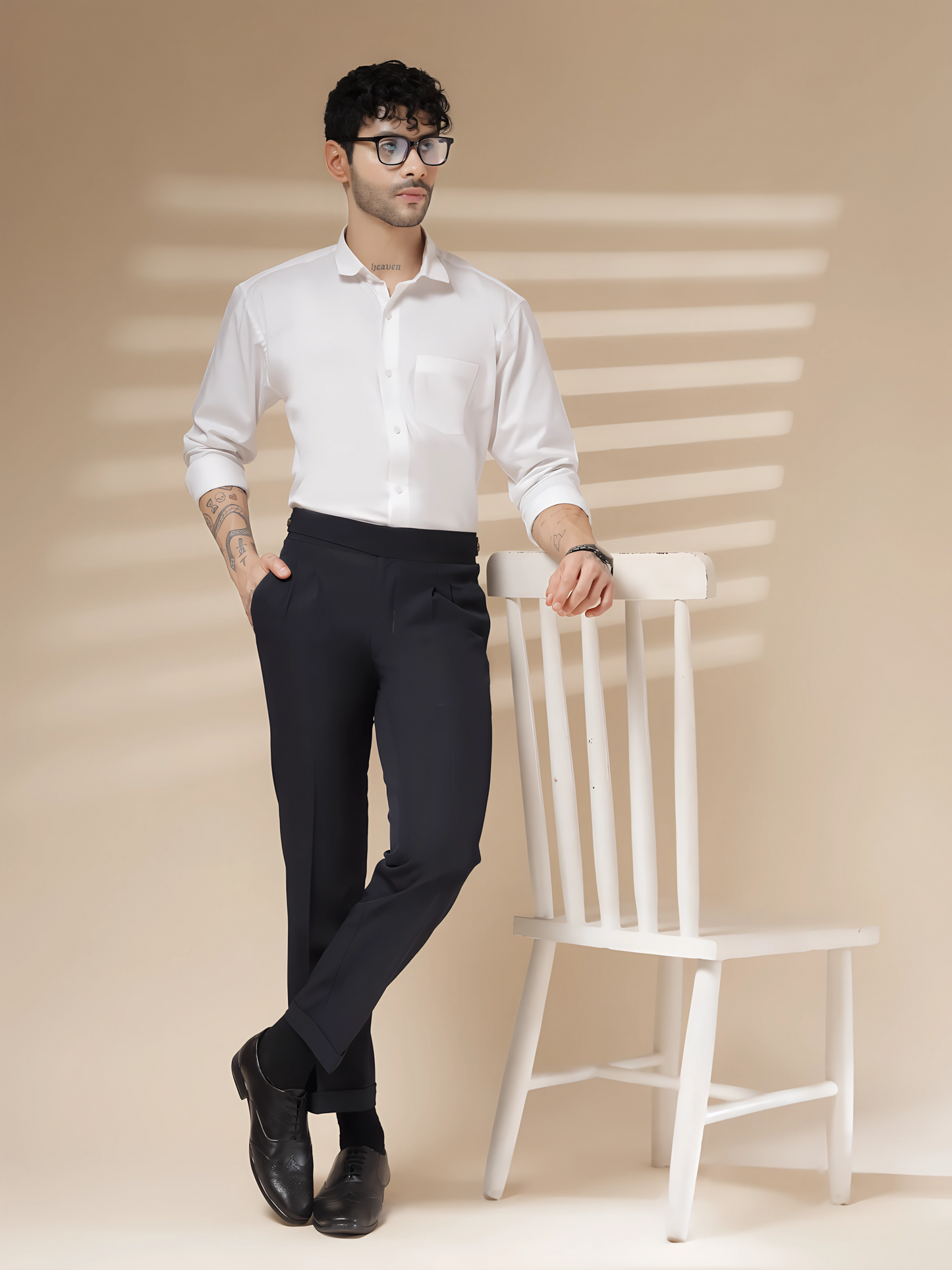 Navy Blue Classic Buttoned Gurkha Pants by Italian Vega®