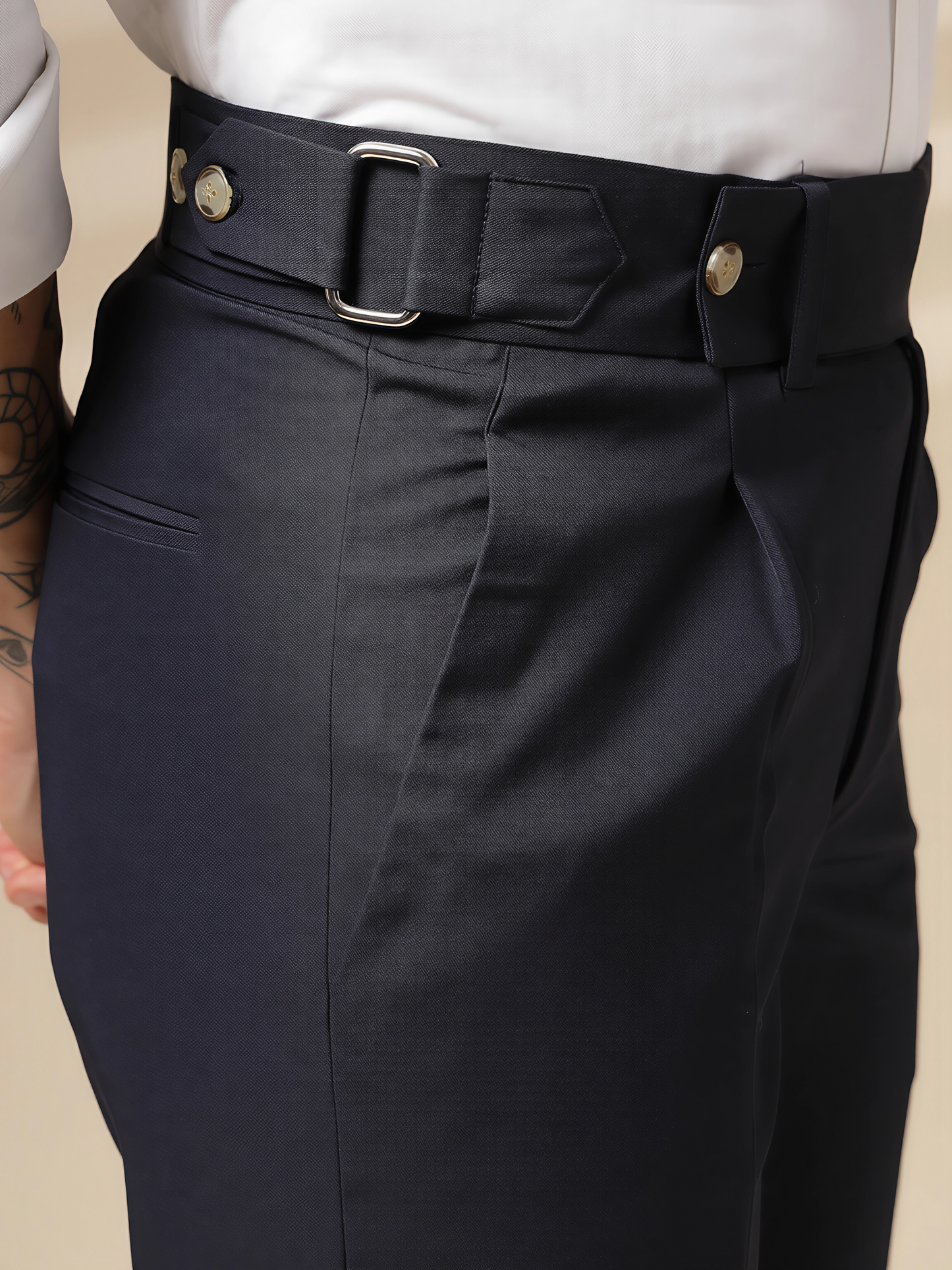 Navy Oxford Gurkha Trouser by Italian Vega®
