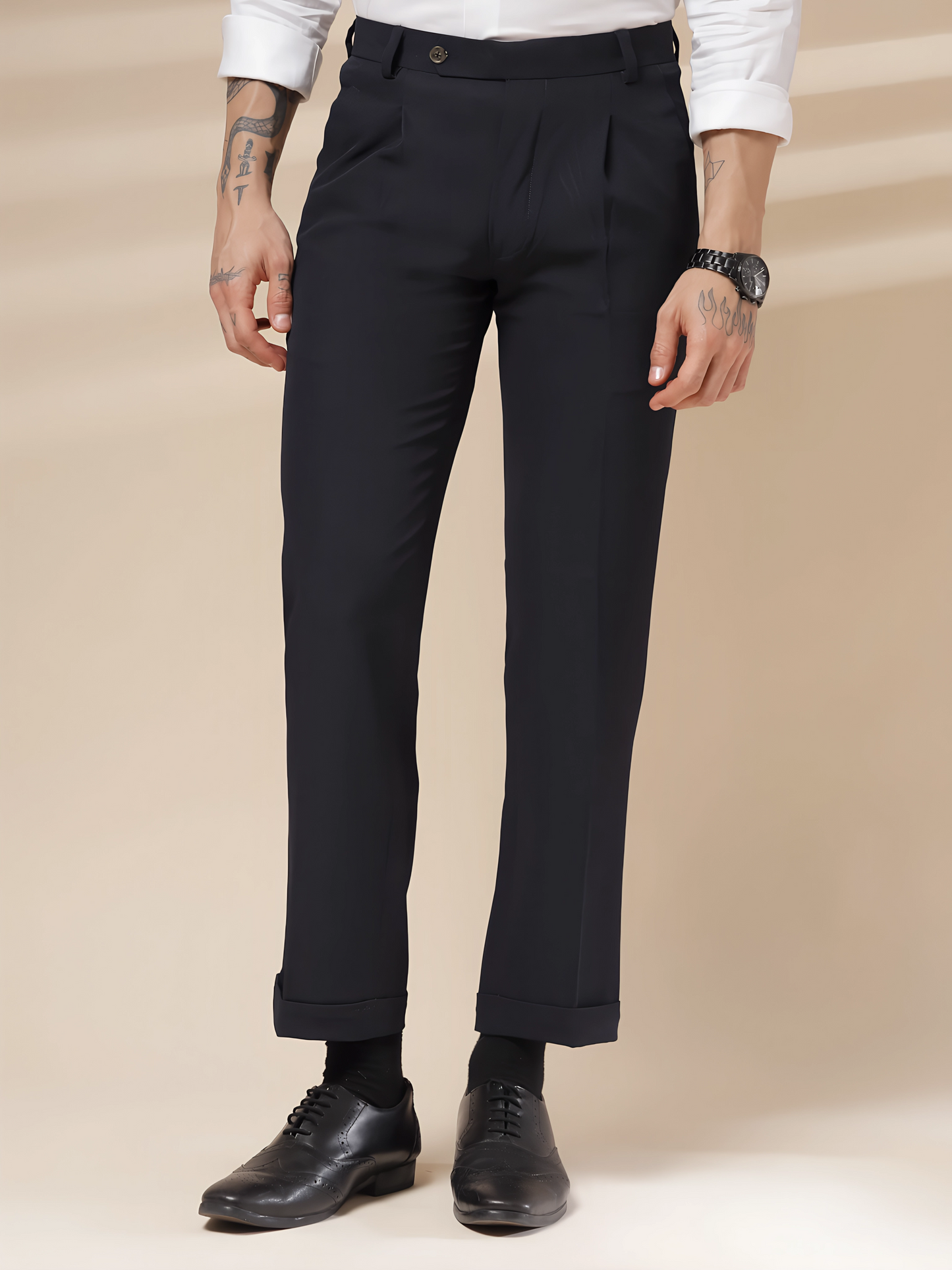 Navy Men Pleated Trouser by Italian Vega®