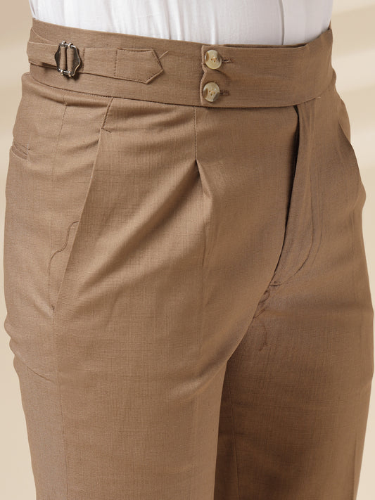 Khakhi Signature Buttoned Linen Gurkha Pants | Boot Cut Fit by ITALIAN VEGA®