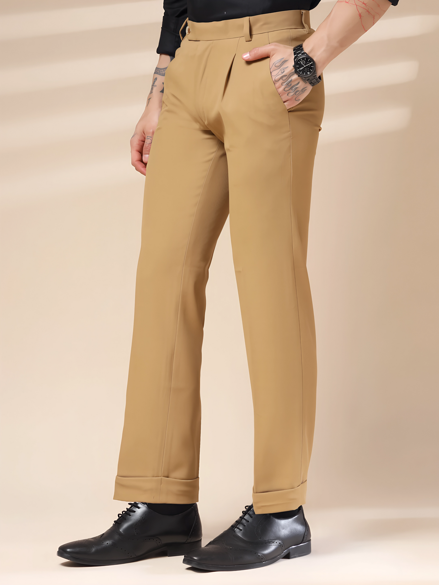 Camel Men Pleated Trouser by Italian Vega®