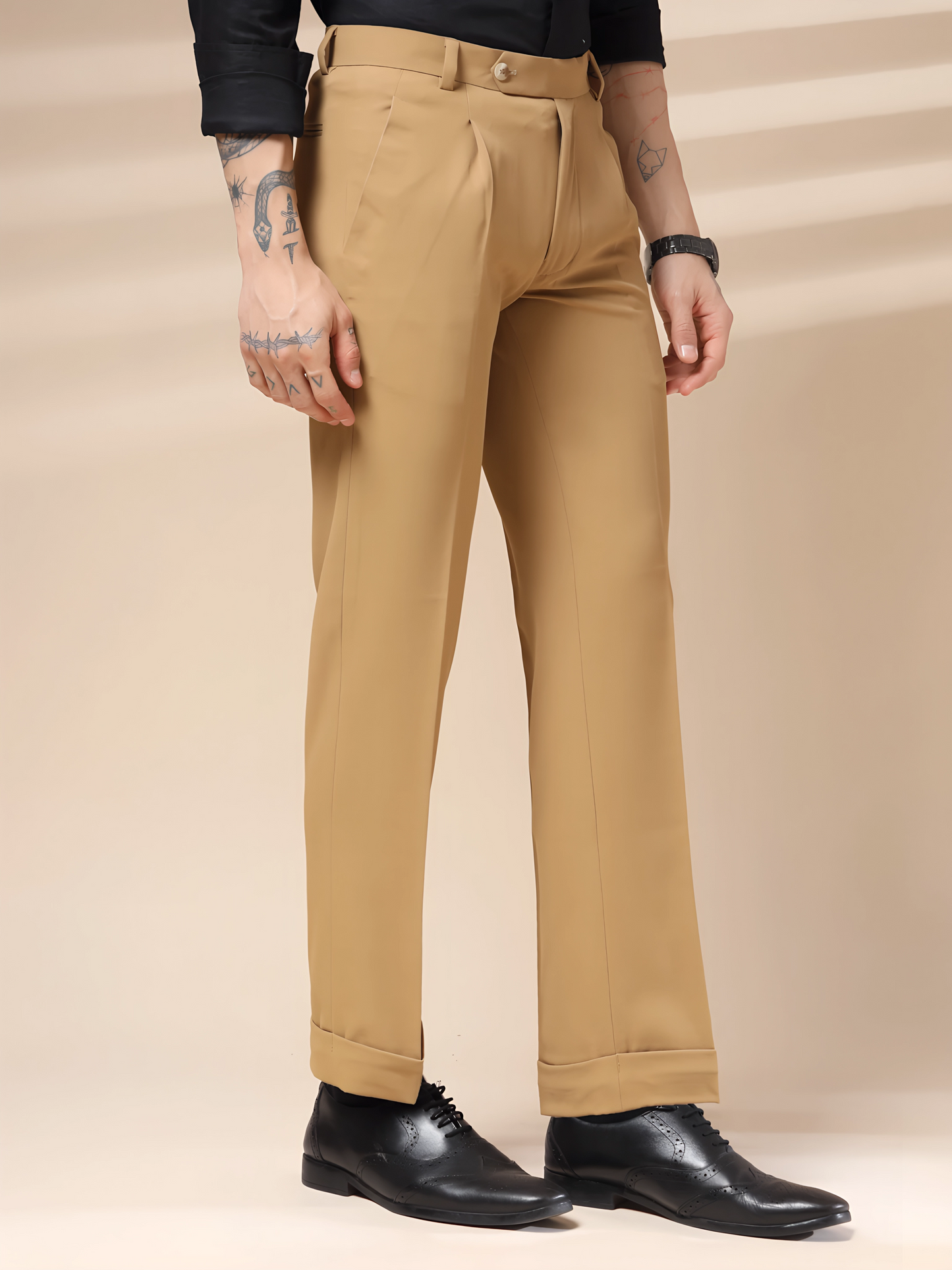 Camel Men Pleated Trouser by Italian Vega®