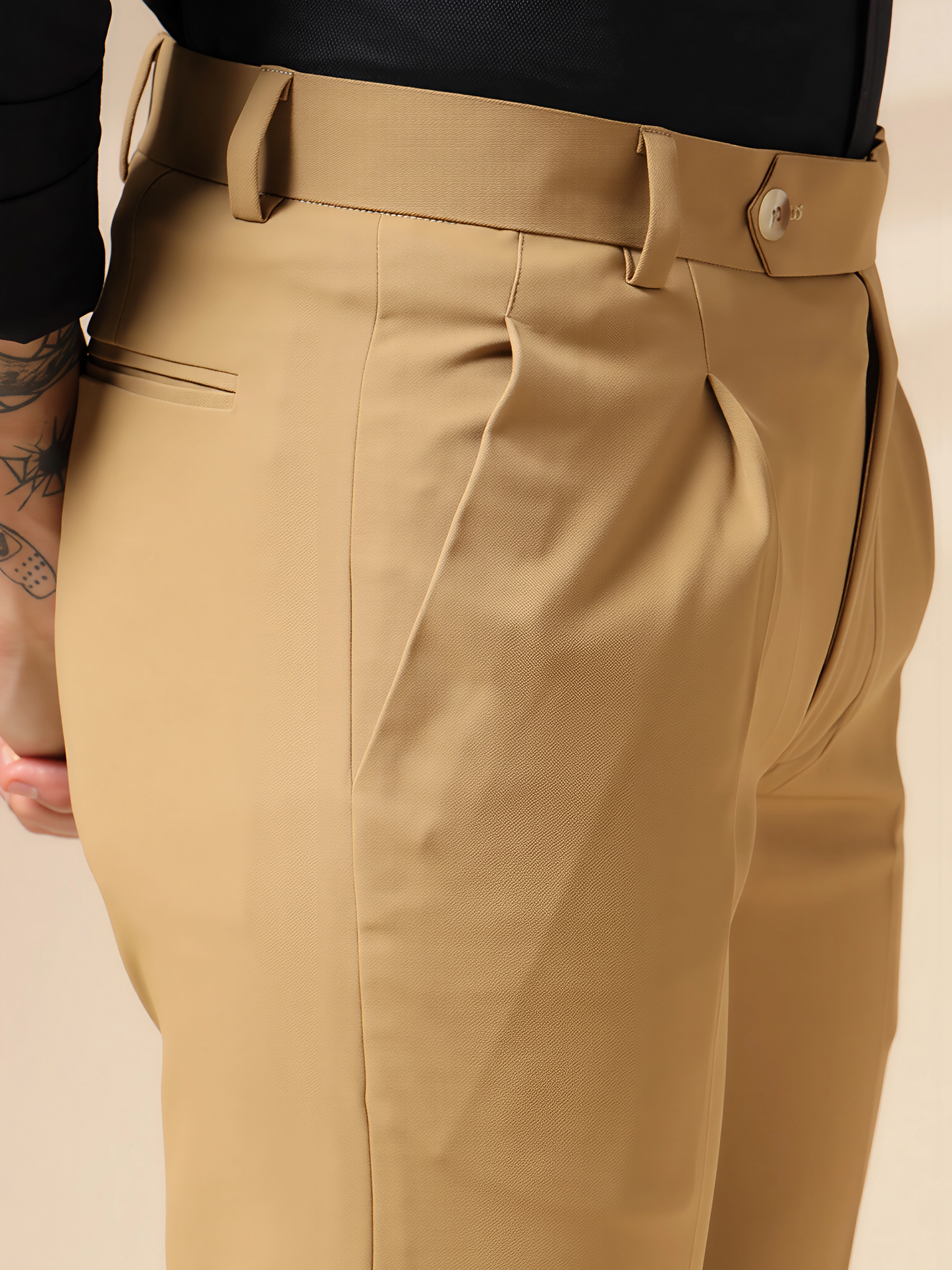 Camel Men Pleated Trouser by Italian Vega®
