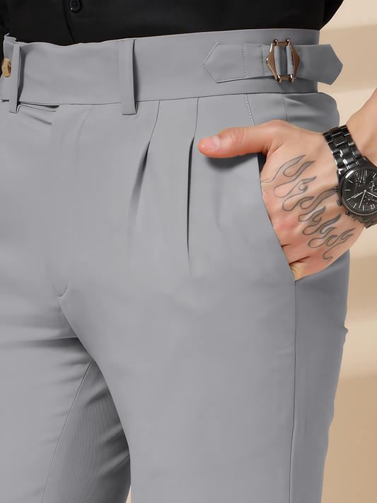 Italian Ash Grey Signature Gurkha Pants by ITALIAN VEGA®