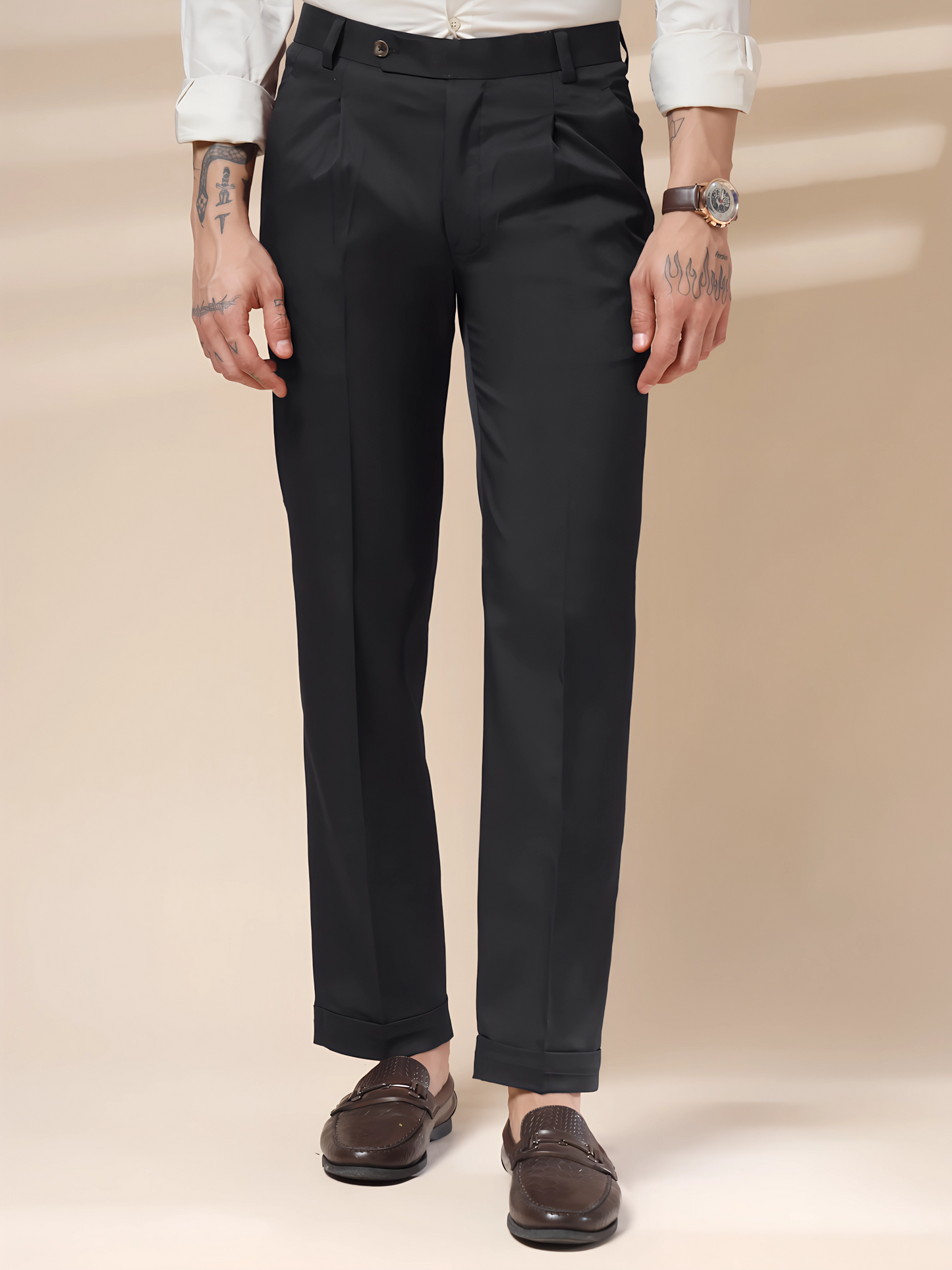 Black Men Pleated Trouser by Italian Vega®