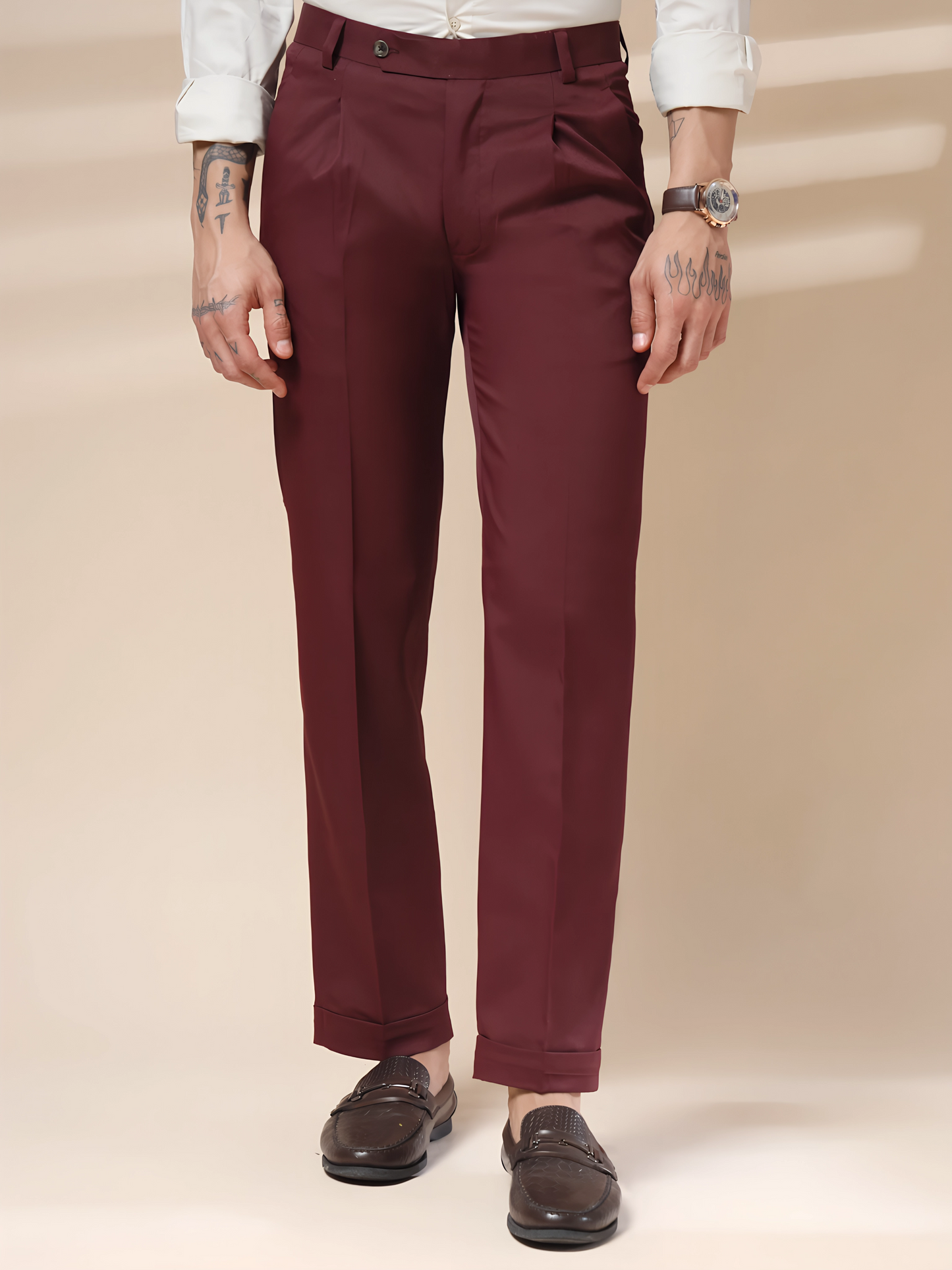 Wine Men Pleated Trouser by Italian Vega®