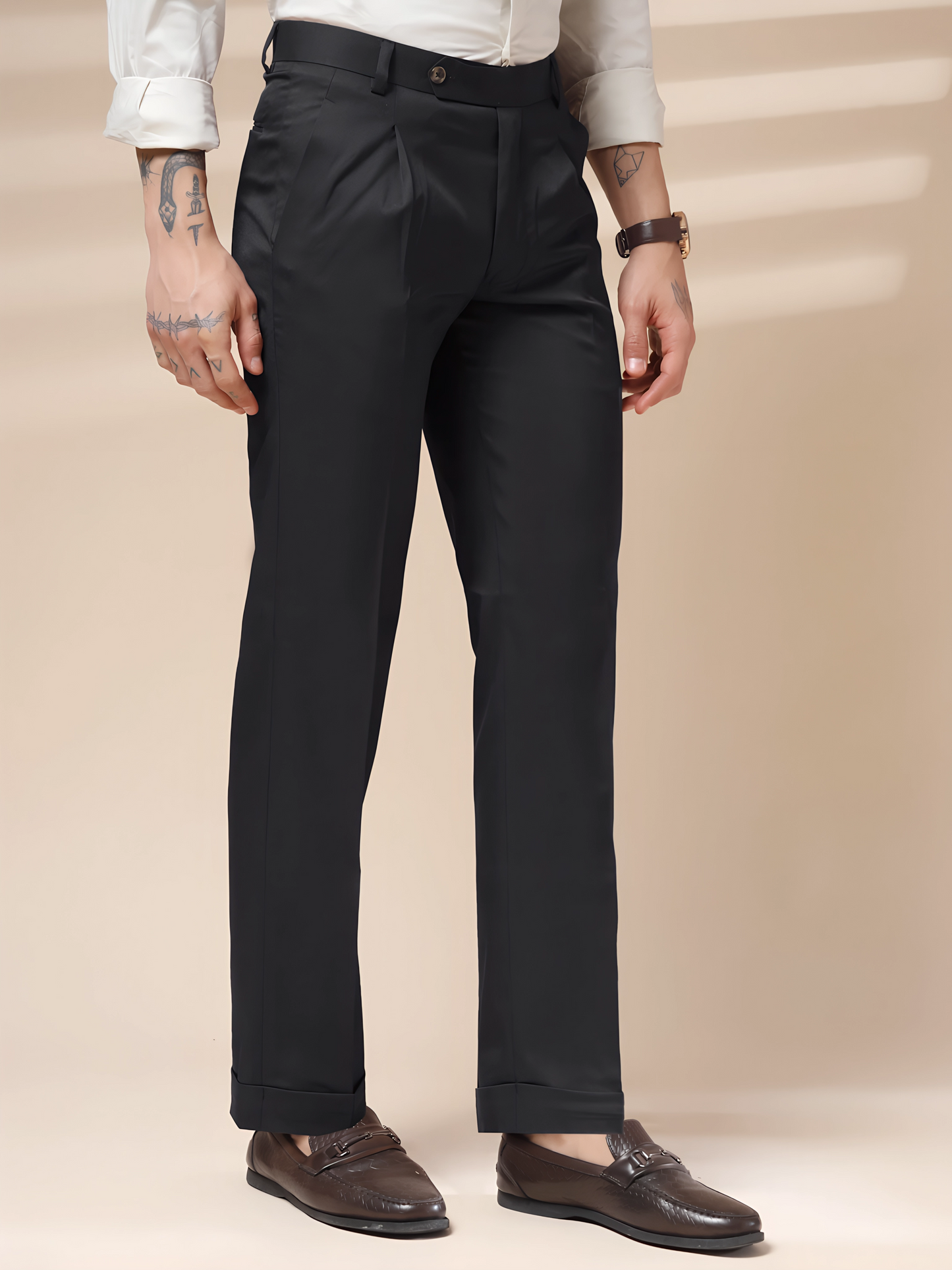 Black Men Pleated Trouser by Italian Vega®