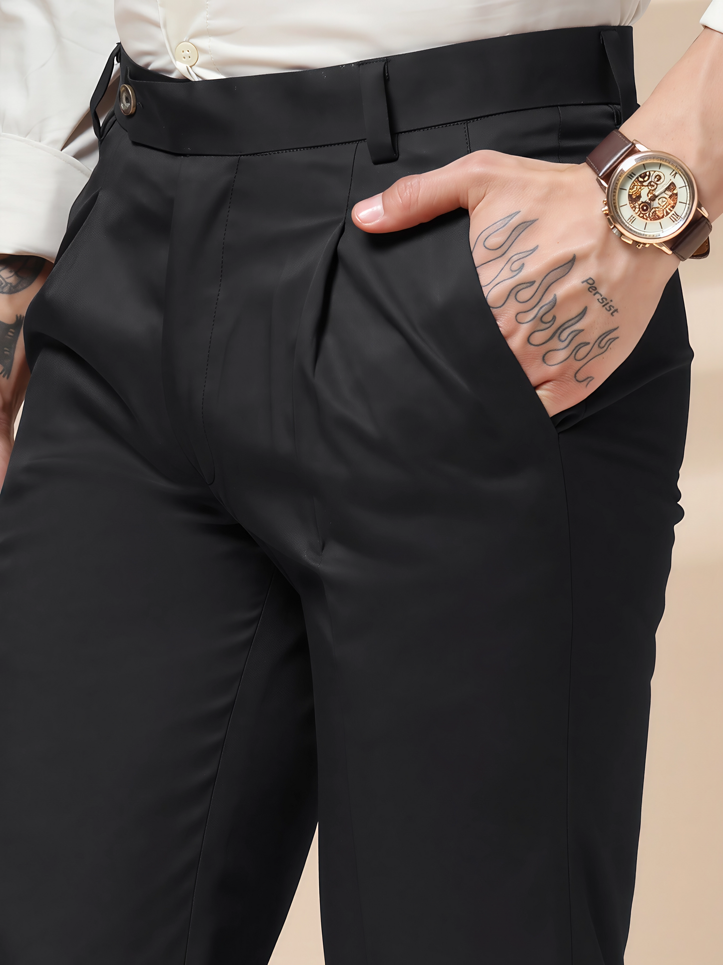 Black Men Pleated Trouser by Italian Vega®