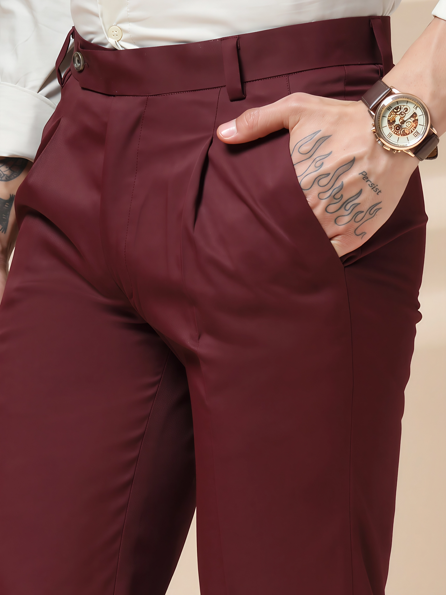 Wine Men Pleated Trouser by Italian Vega®