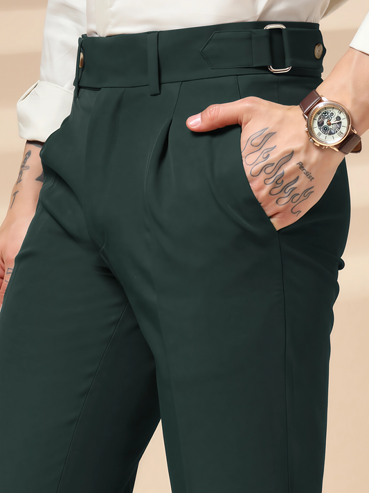 Bottle Green Oxford Gurkha Trouser by ITALIAN VEGA®