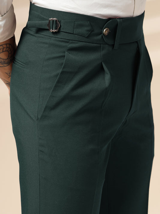 Bottle Green Italian Elegant Gurkha Trousers by ITALIAN VEGA®