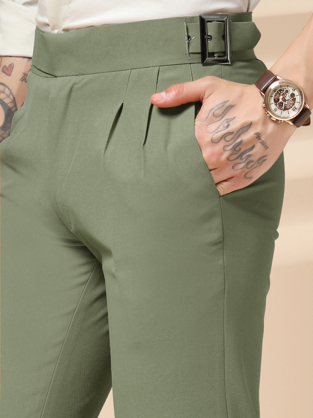 Pebble Classic Buckle Gurkha Pants by Italian Vega®