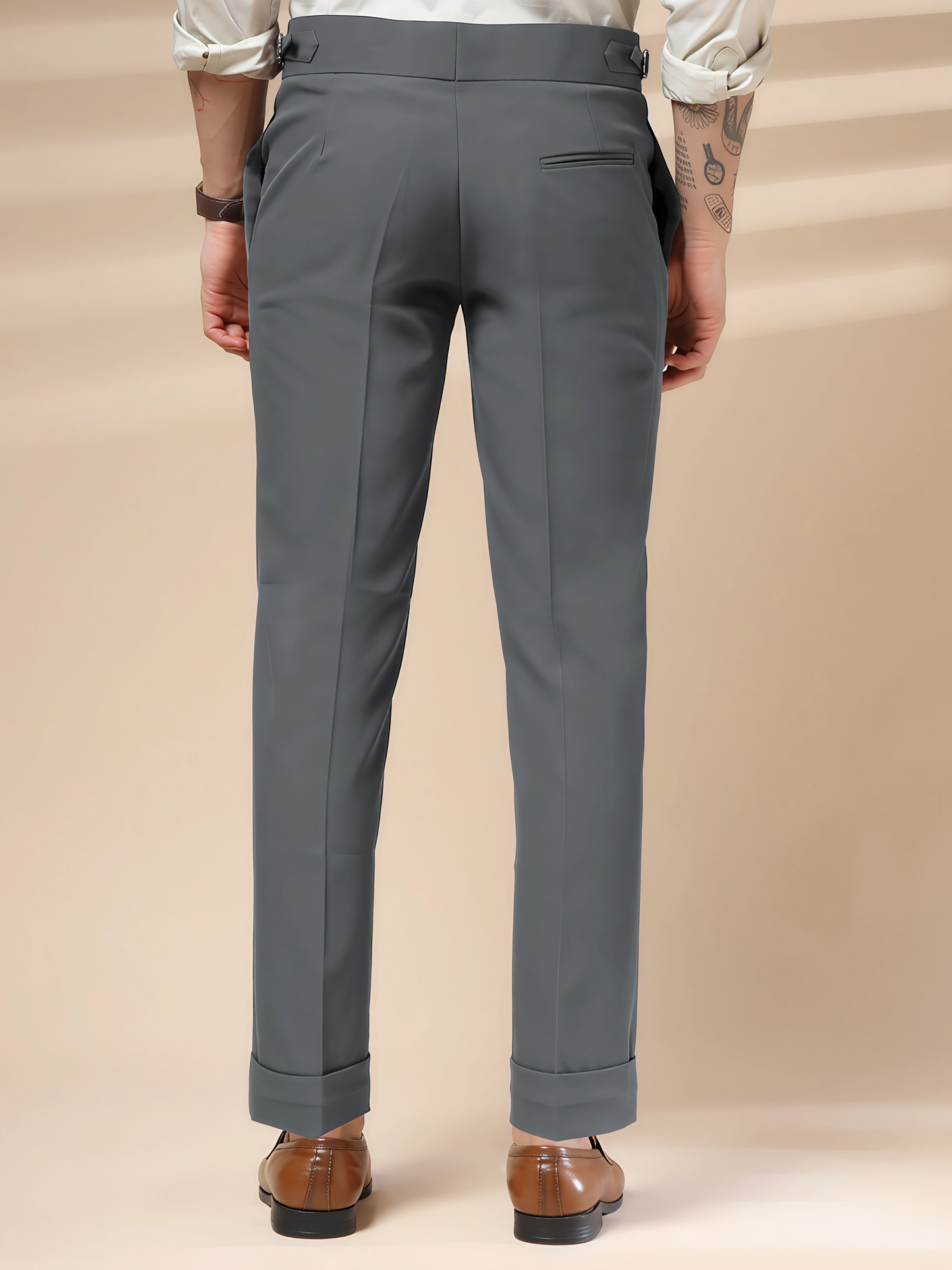 Stone Grey Double Buttoned GURKHA PANTS by ITALIANVEGA™
