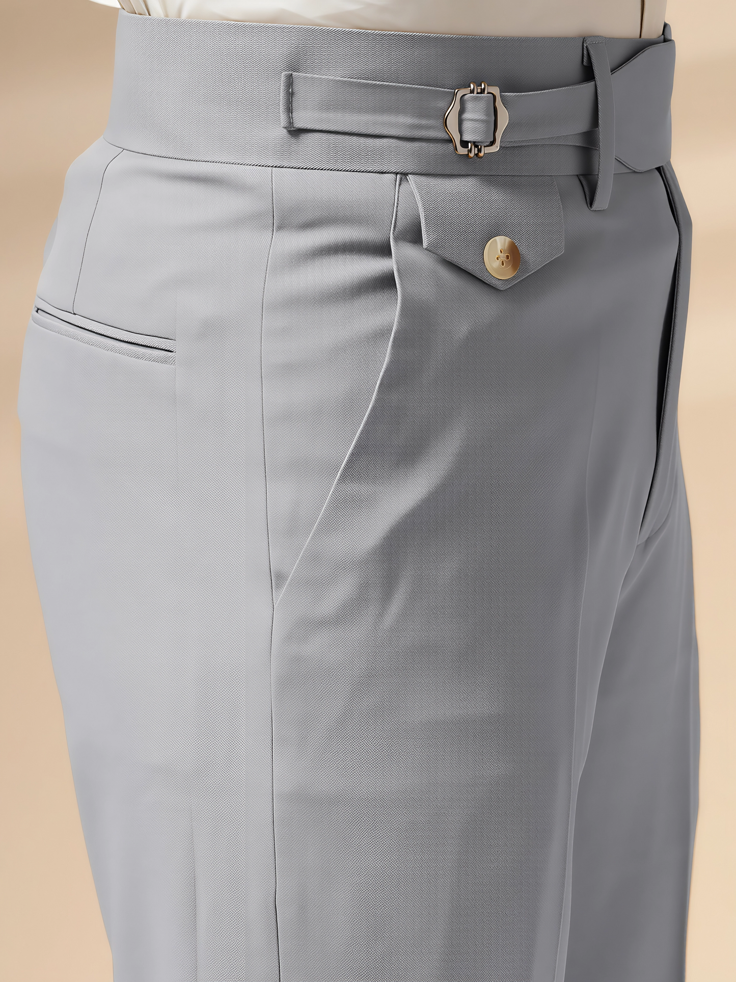 Ash Grey Single Buckle Gurkha Pants