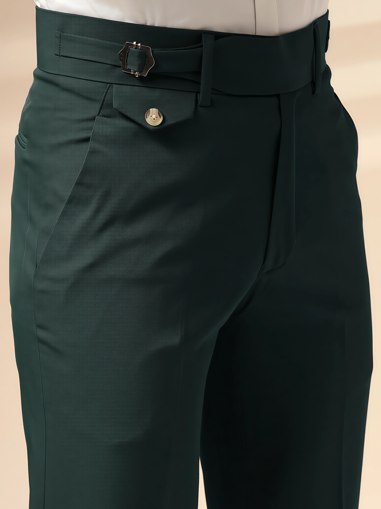 Bottle Green Single Buckle Gurkha Pants