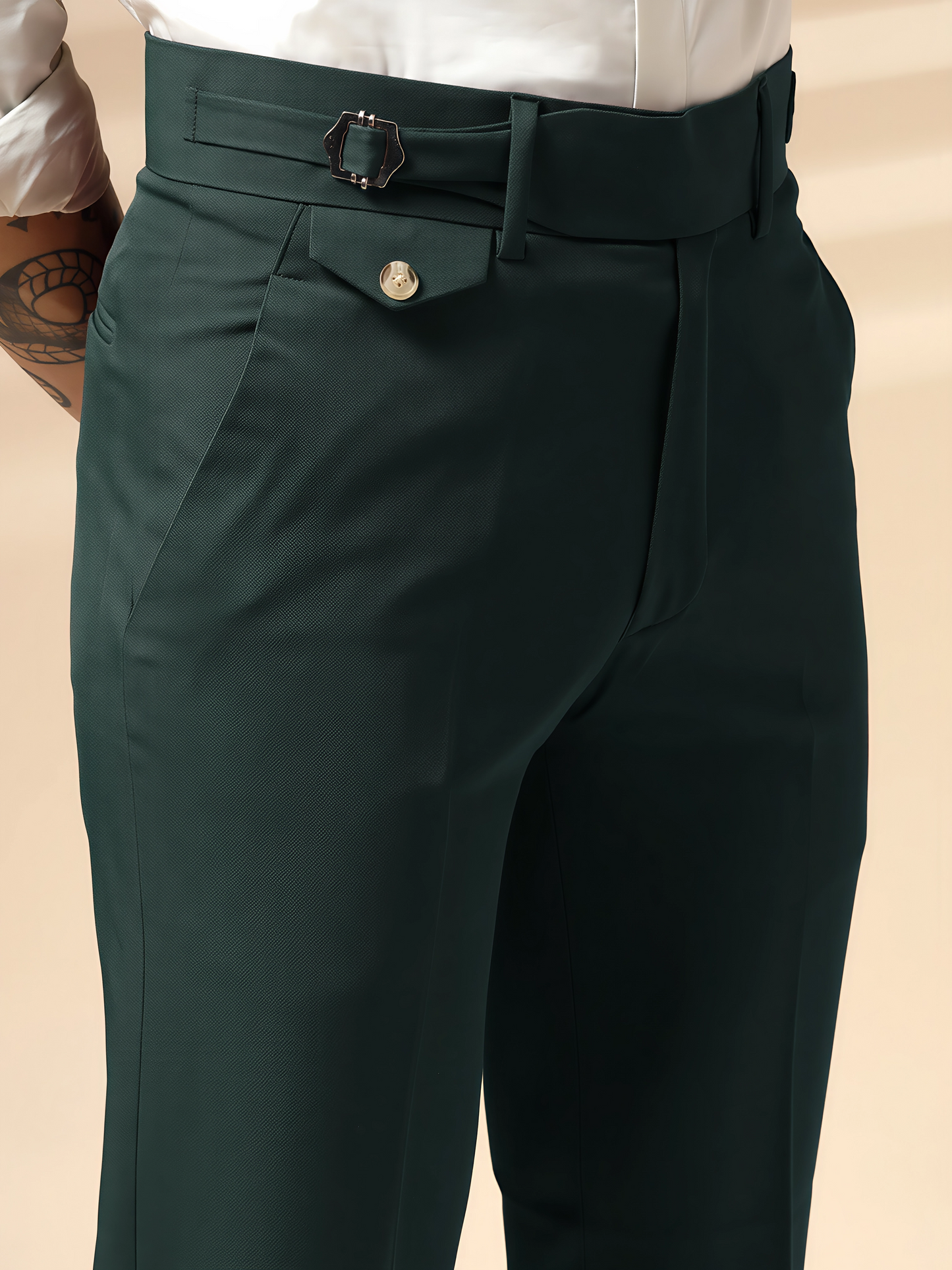 Bottle Green Single Buckle Gurkha Pants