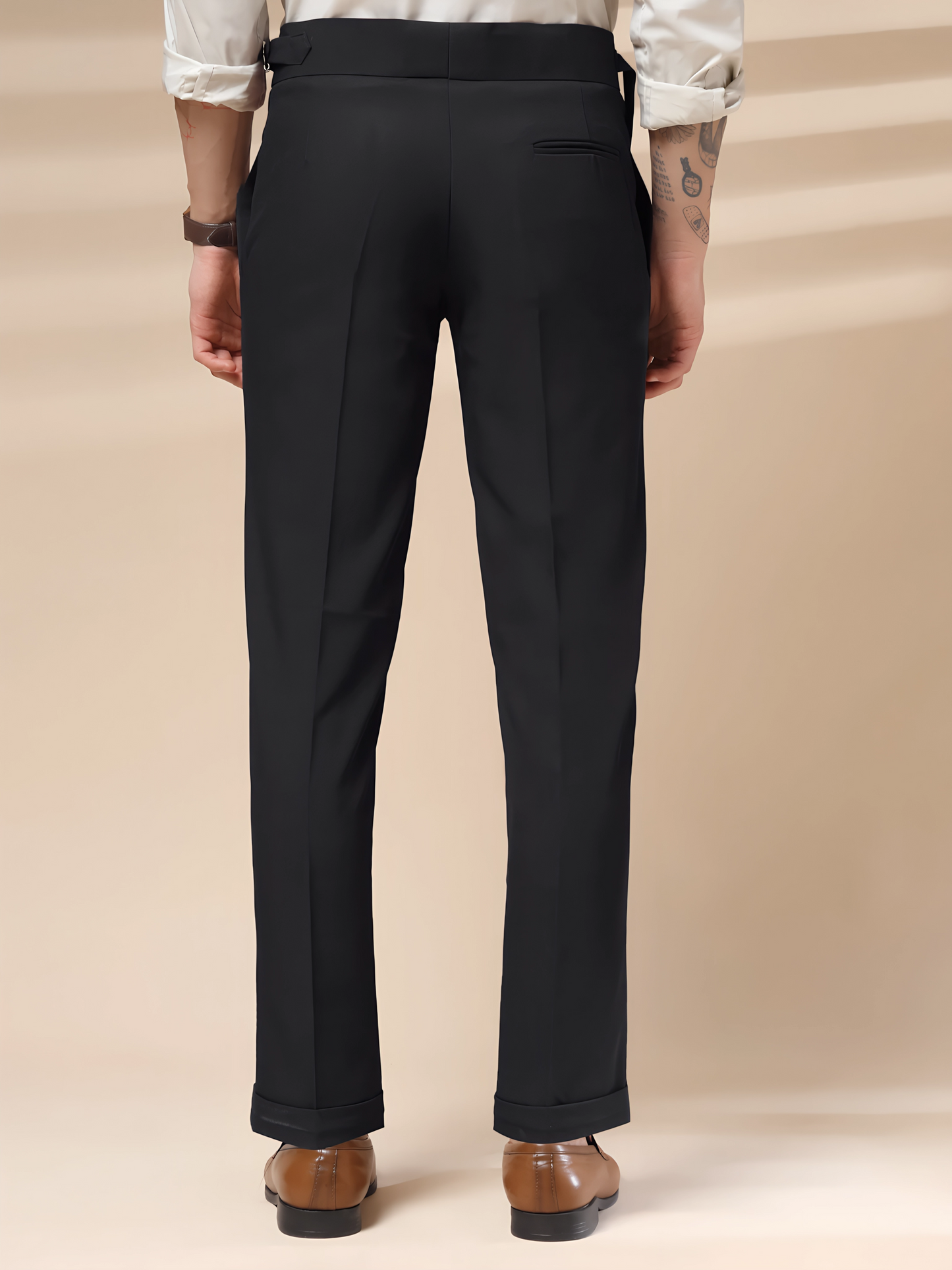 Black Single Buckle Gurkha Pants