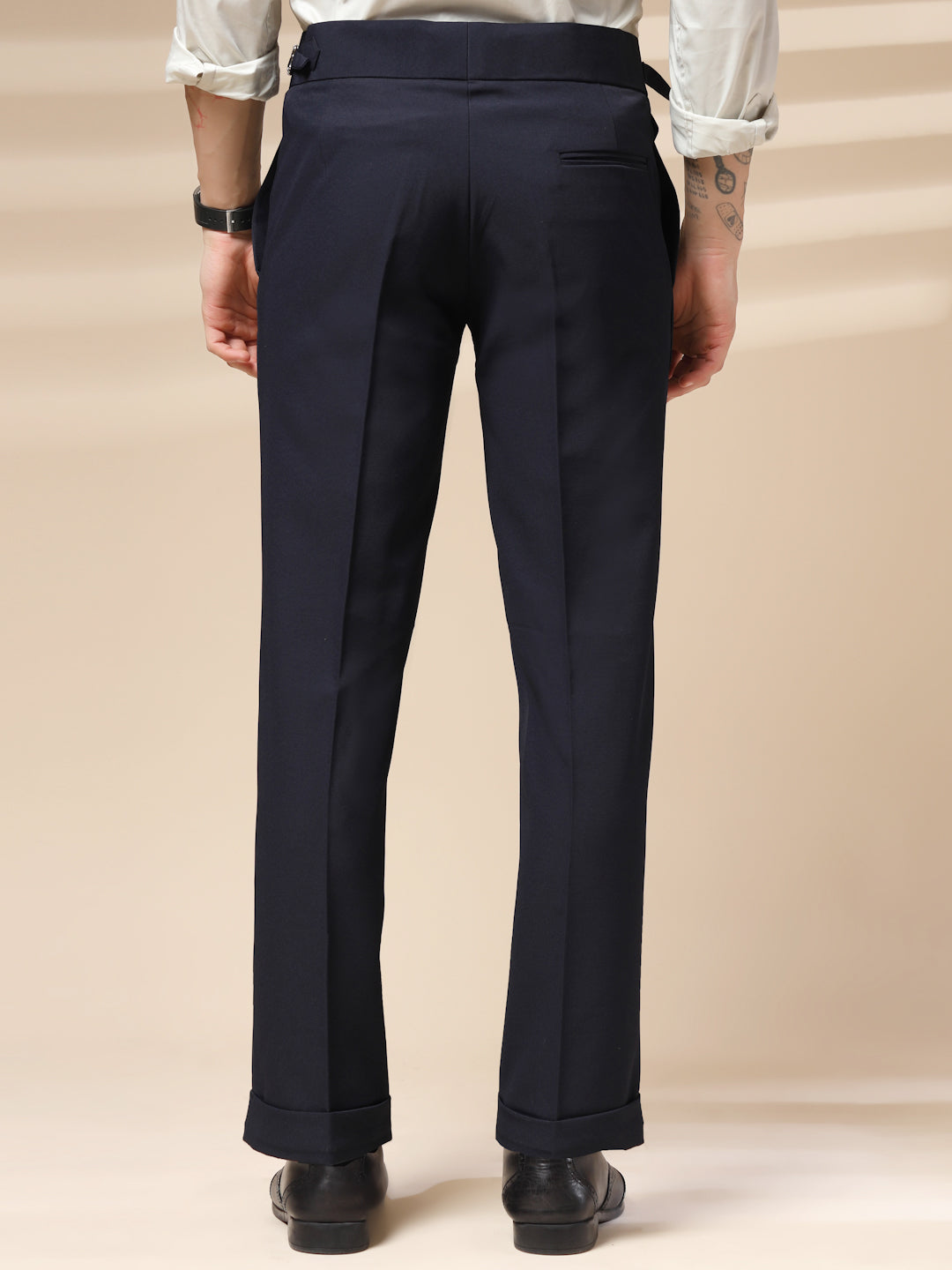 Navy Blue Single Buckle Gurkha Pants
