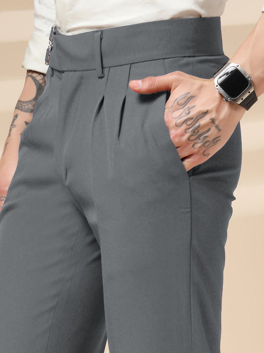 Stone Grey Double Buckle Formal Gurkha Pants by ITALIAN VEGA®