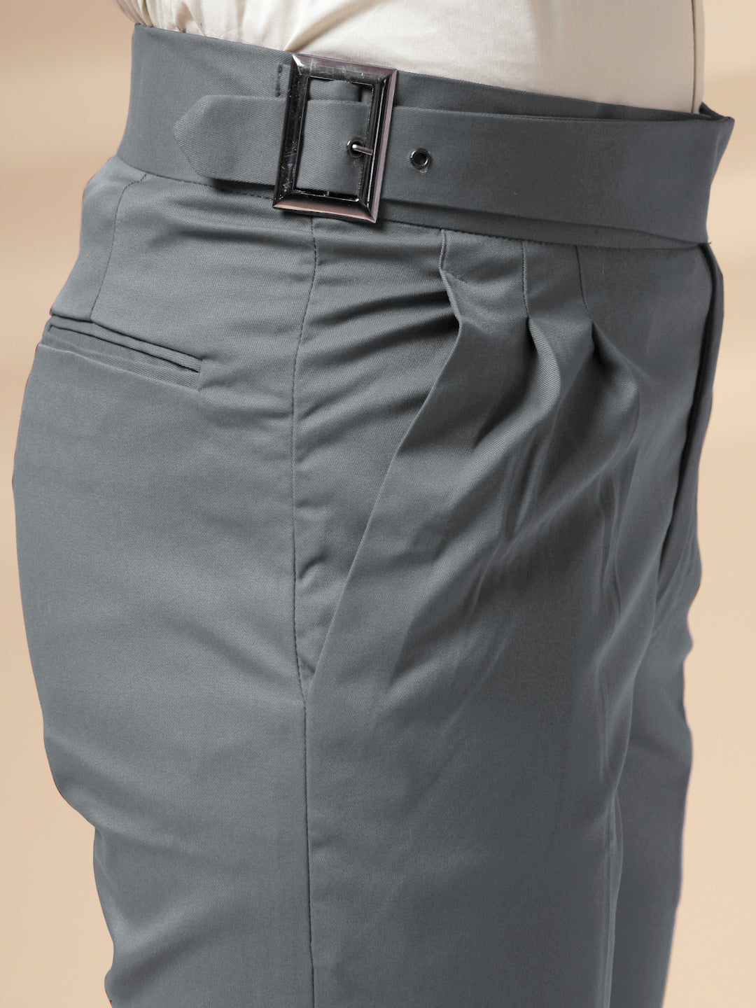 Stone Grey Classic Buckle Gurkha Pants by Italian Vega®
