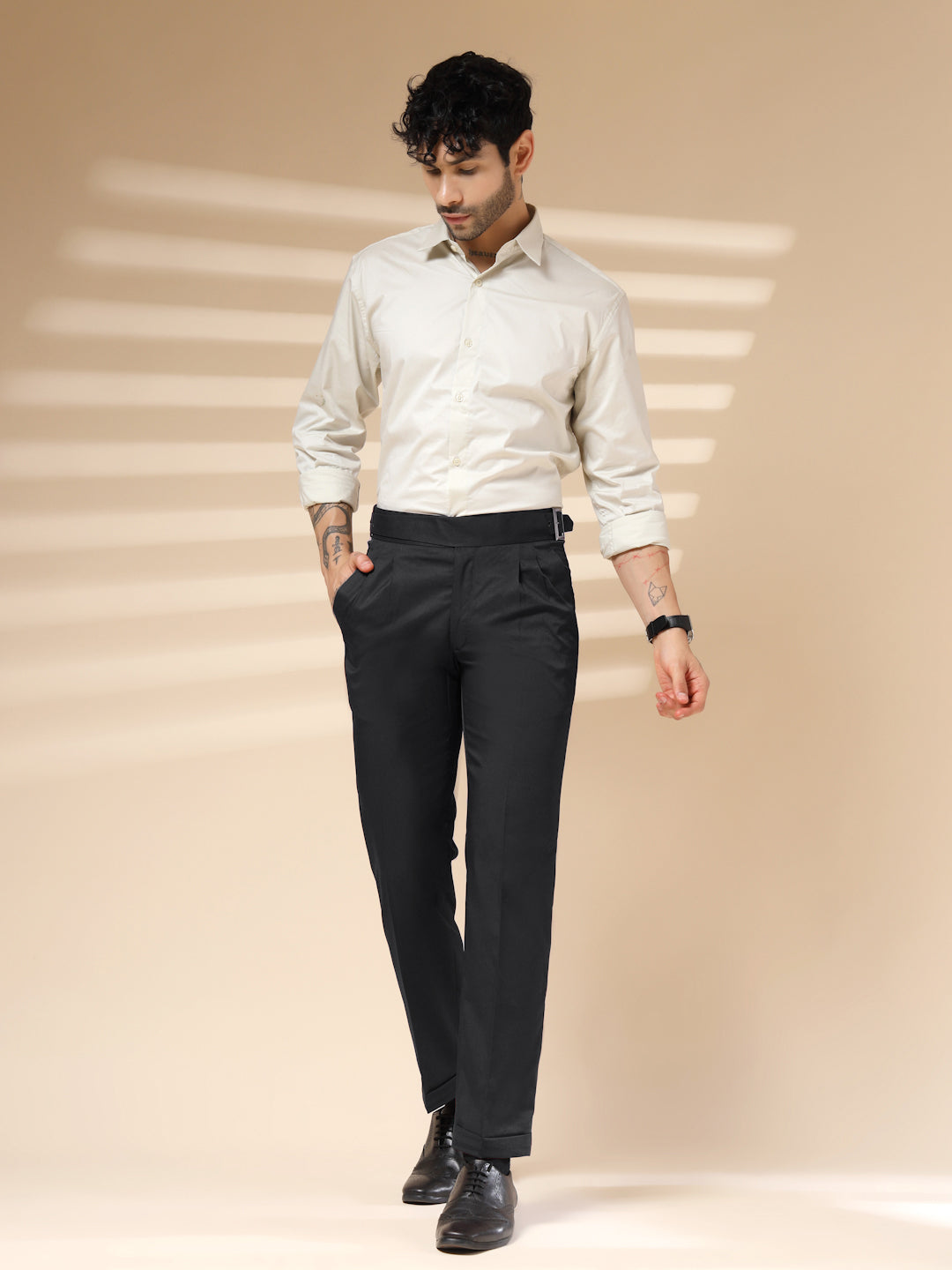 Charcoal Black Classic Buckle Gurkha Pants by Italian Vega®