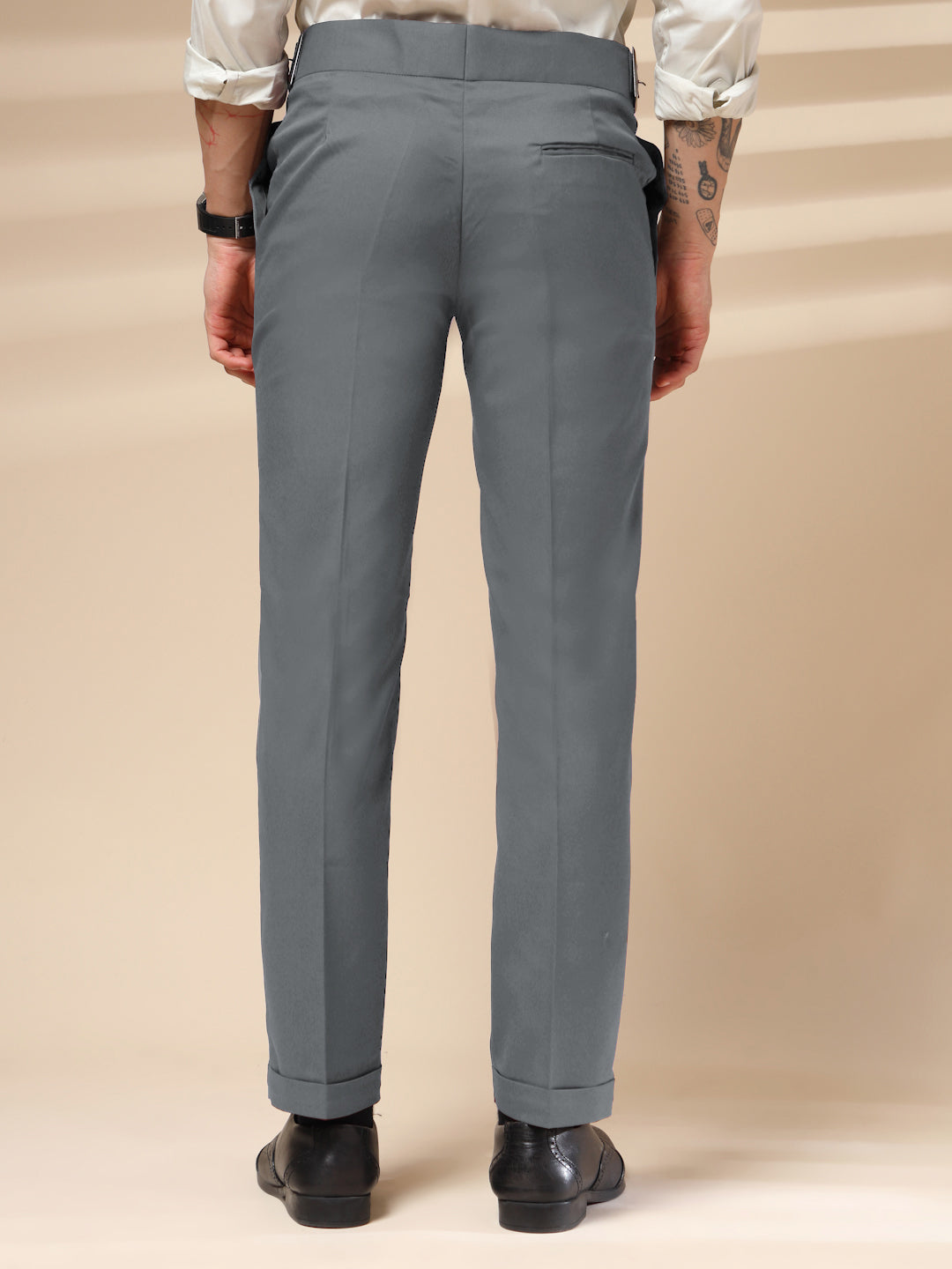 Stone Grey Classic Buckle Gurkha Pants by Italian Vega®