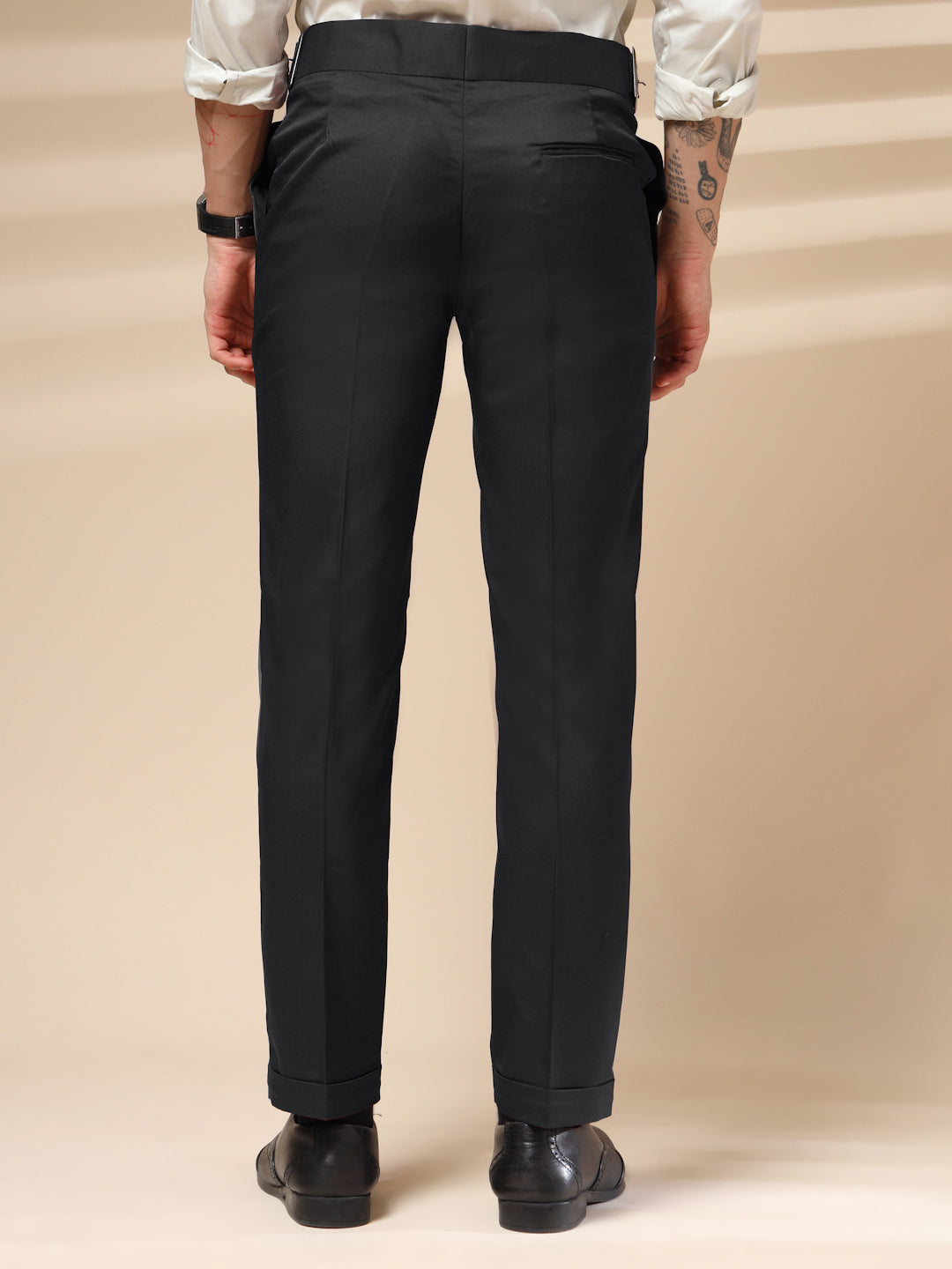 Charcoal Black Classic Buckle Gurkha Pants by Italian Vega®