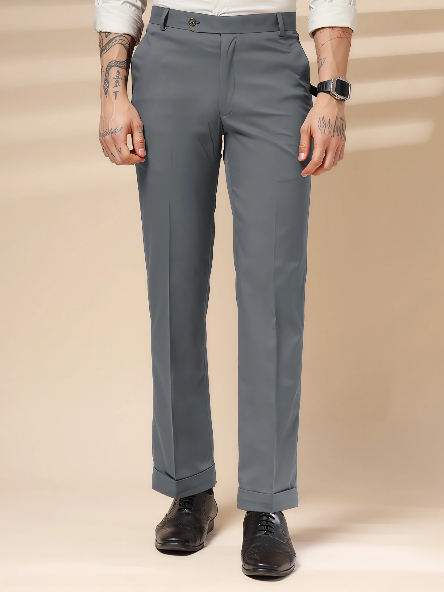 Italian Vega Royal Stone Grey Trouser Slim Fit