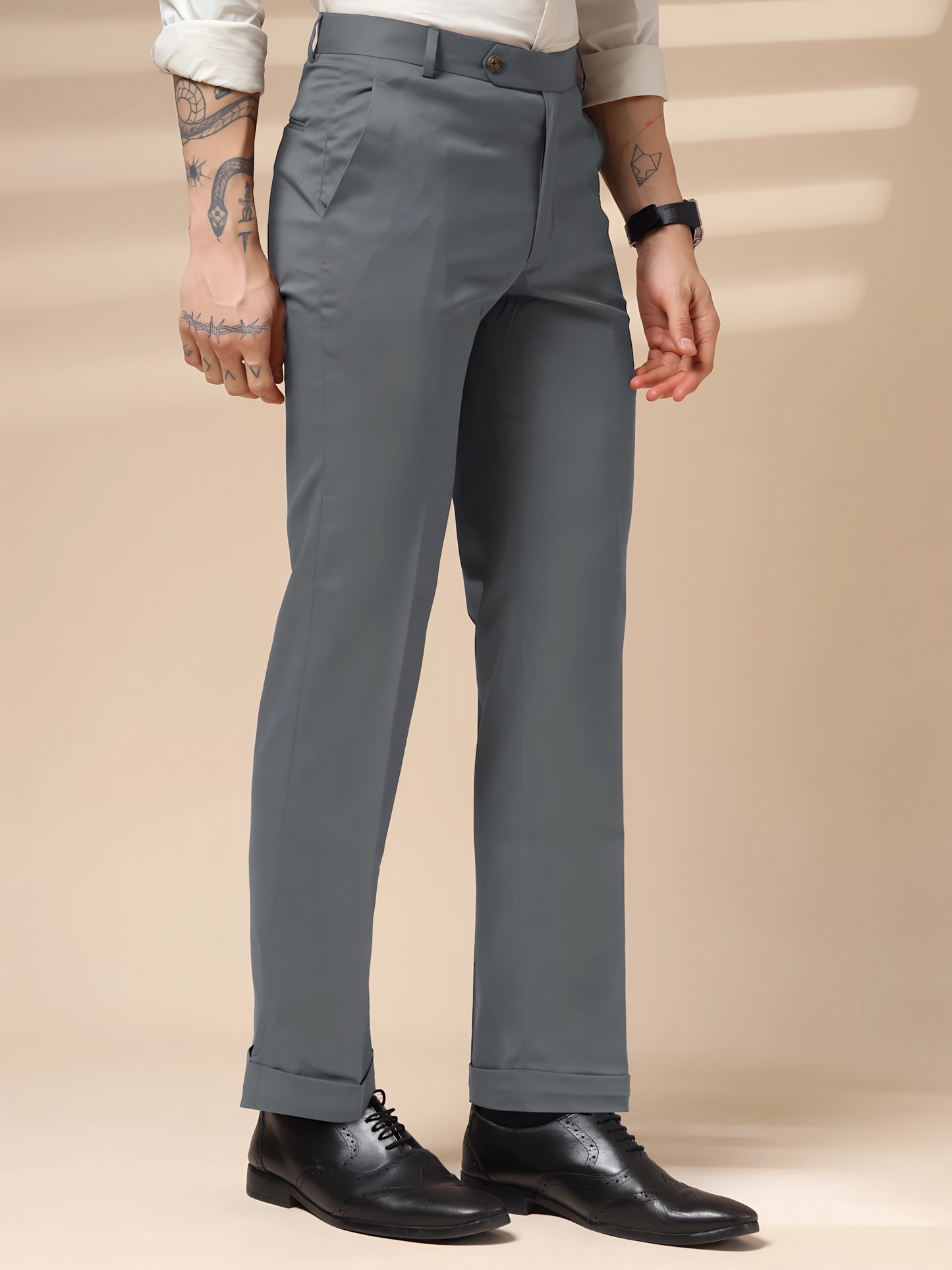 Italian Vega Royal Stone Grey Trouser Slim Fit