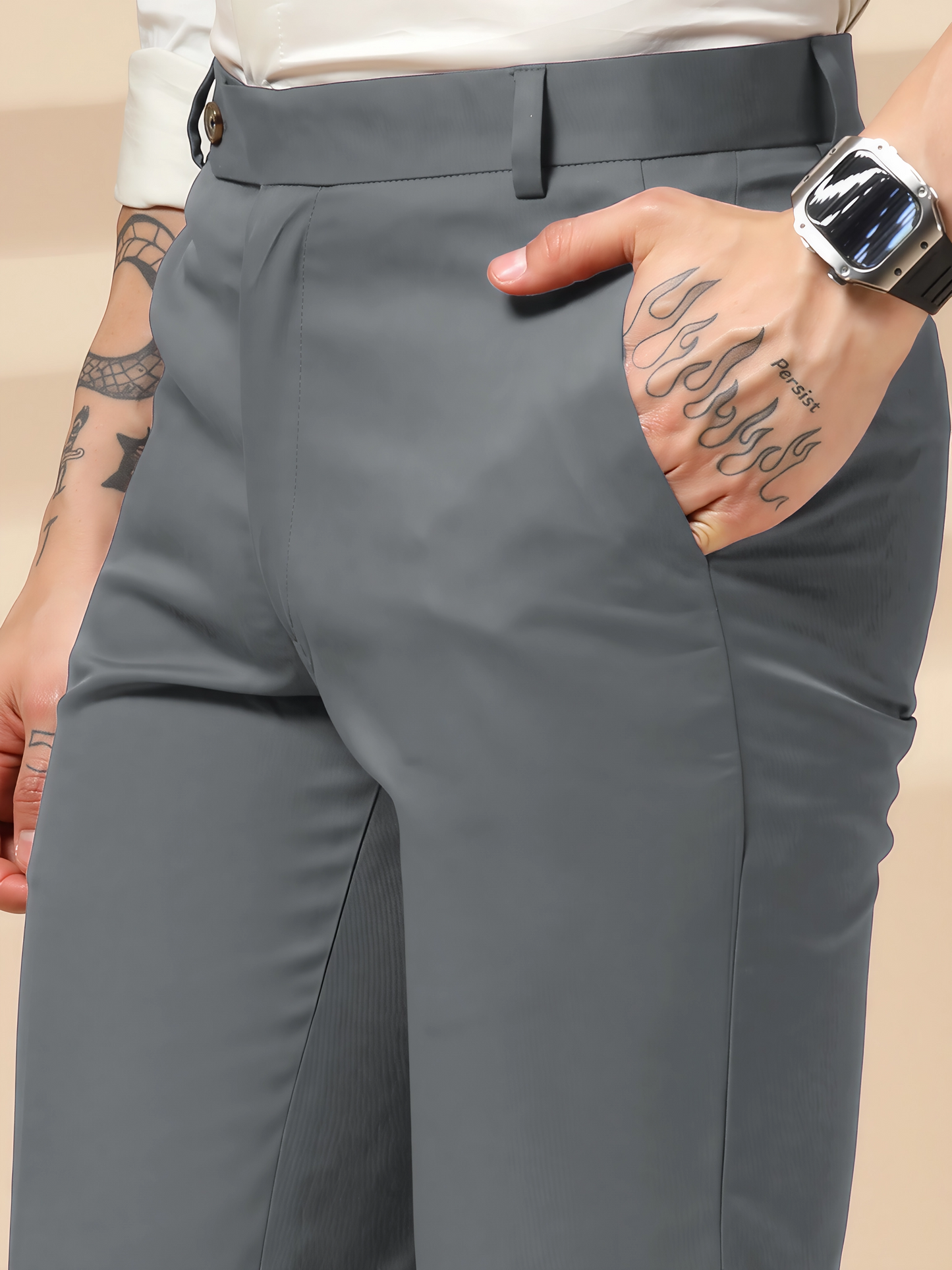 Italian Vega Royal Stone Grey Trouser Slim Fit