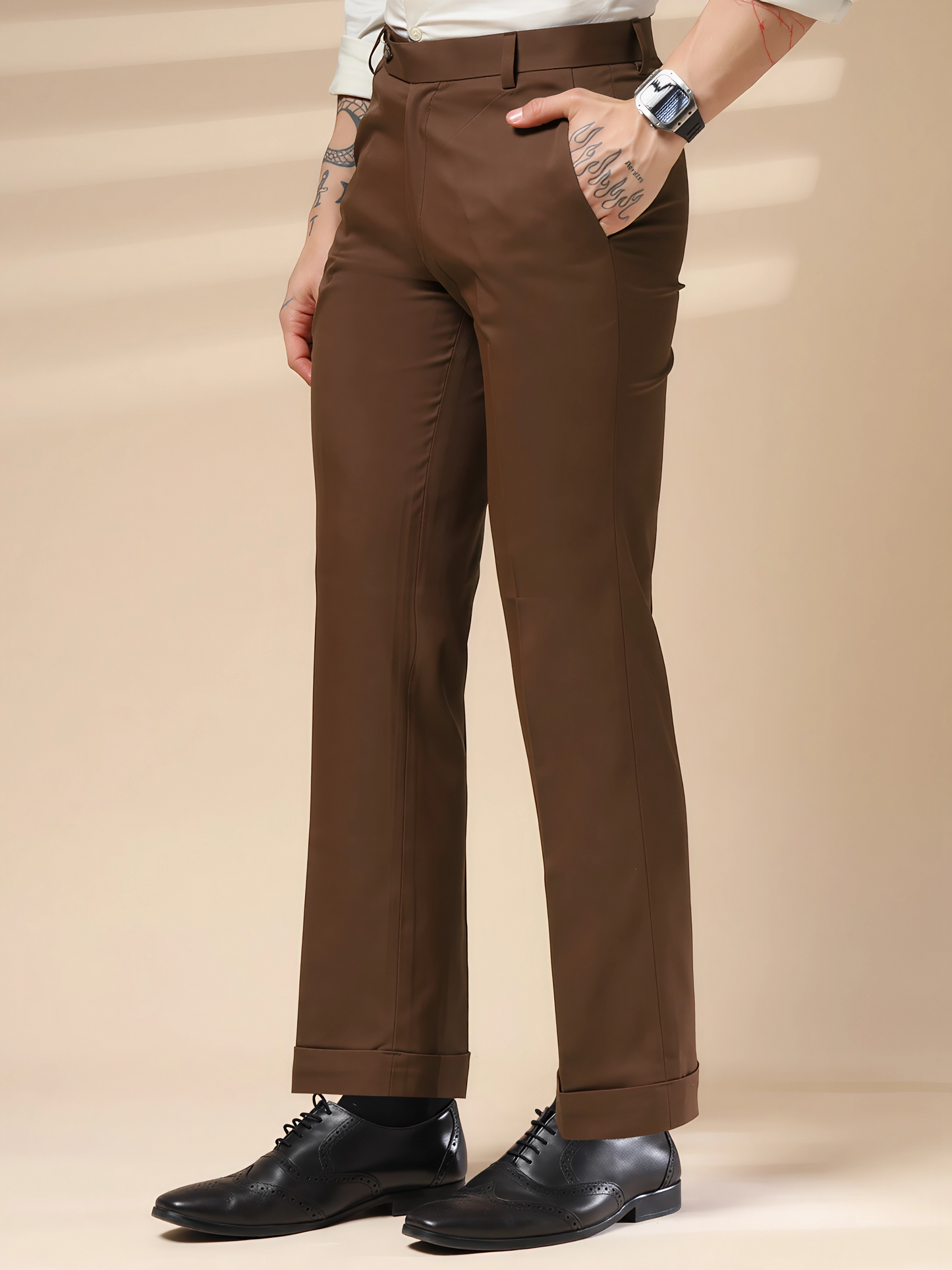 Brown Men Formal Pants by Italian Vega®